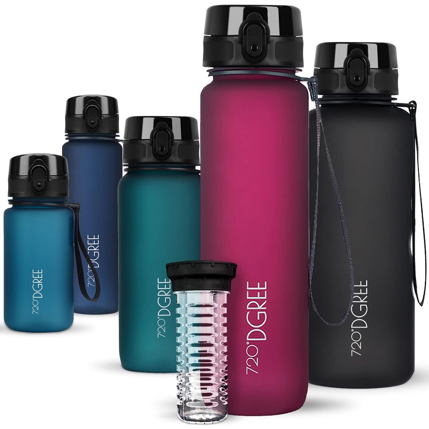 720°DGREE Water Bottle “uberBottle“ - 1 L softTouch +Fruit-Infuser - BPA-Free Tritan, Leakproof, Reusable Drinking Bottle - Sports Bottle for Gym, Running, Fitness, Cycling, Travel, School & Office