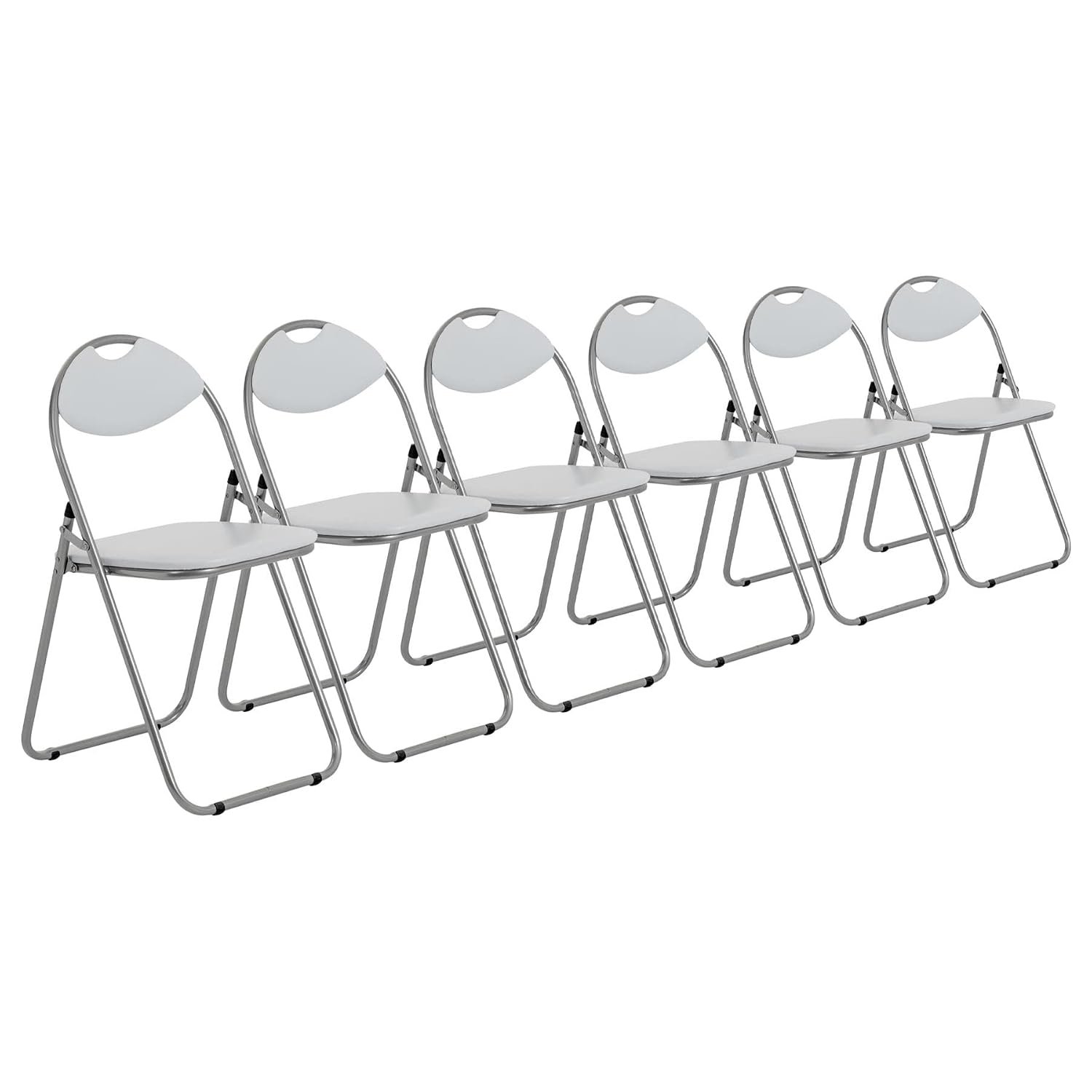 Harbour Housewares Padded Folding Chair White - 6 Pack - Metal Frame Seat with Cushioned Backrest Easy Store Compact Design Durable Office, Dining, Bedroom or Event Seating Max Load 114kg