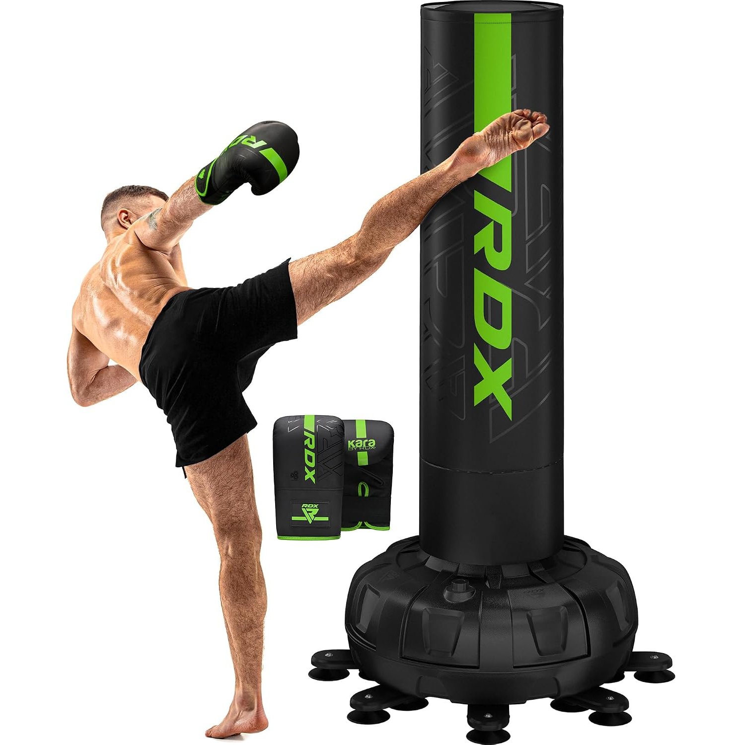 RDX XXL 150KG 6ft Free Standing Punch Bag with Gloves - Heavy Pedestal Bag with Stand for Kickboxing, Boxing, MMA, Muay Thai Karate, Adult Freestanding Punching Bag for Office Gym Home Fitness Workout