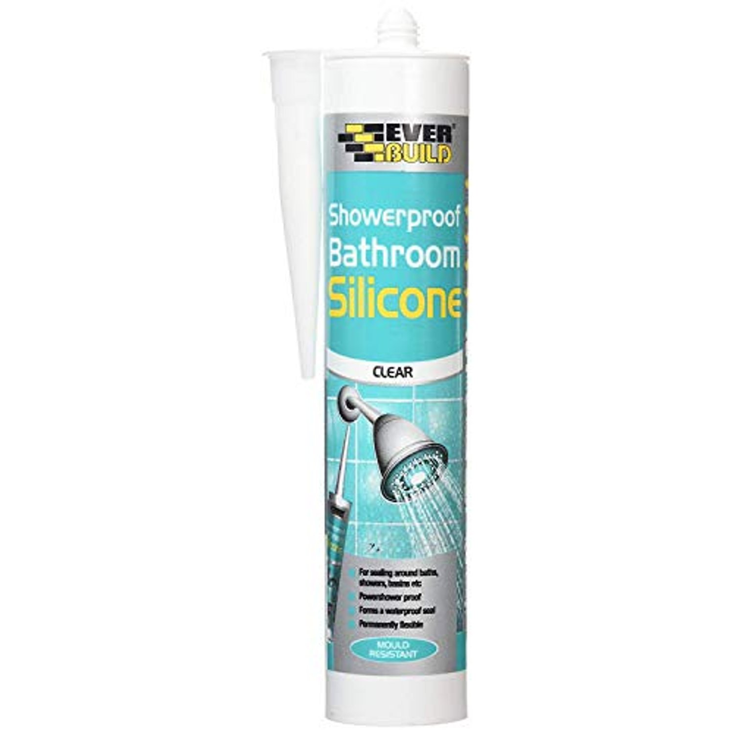 PACK OF 12 EVERBUILD Clear Showerproof Antifungal Bathroom Silicone Sealant
