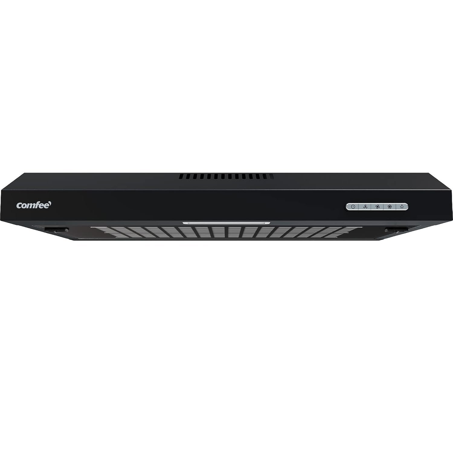 COMFEE' 60 cm Visor Cooker Hood LED Extractor Hood Under Cabinet Hood Wall Mounted Extractor Fan 600 mm Top Vented Range Hood - Black KWH-SLIF17B-60
