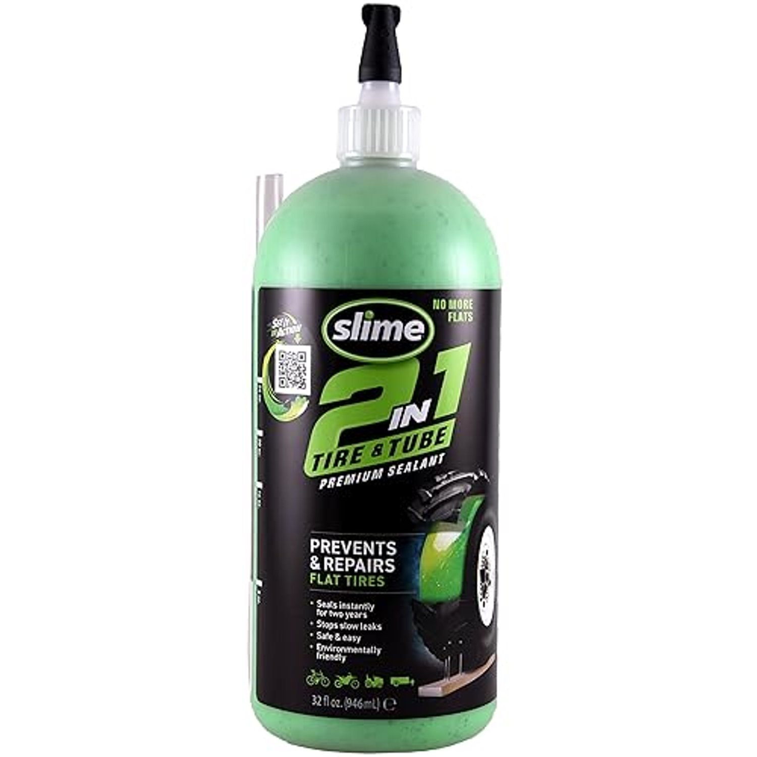 Slime 10194-51, 2-in-1 Tyre & Tube Sealant Puncture Repair Sealant, Premium, Prevent and Repair, Suitable for all Off-Highway Tyres and Inner Tubes, Non-Toxic, 946ml (32oz) bottle
