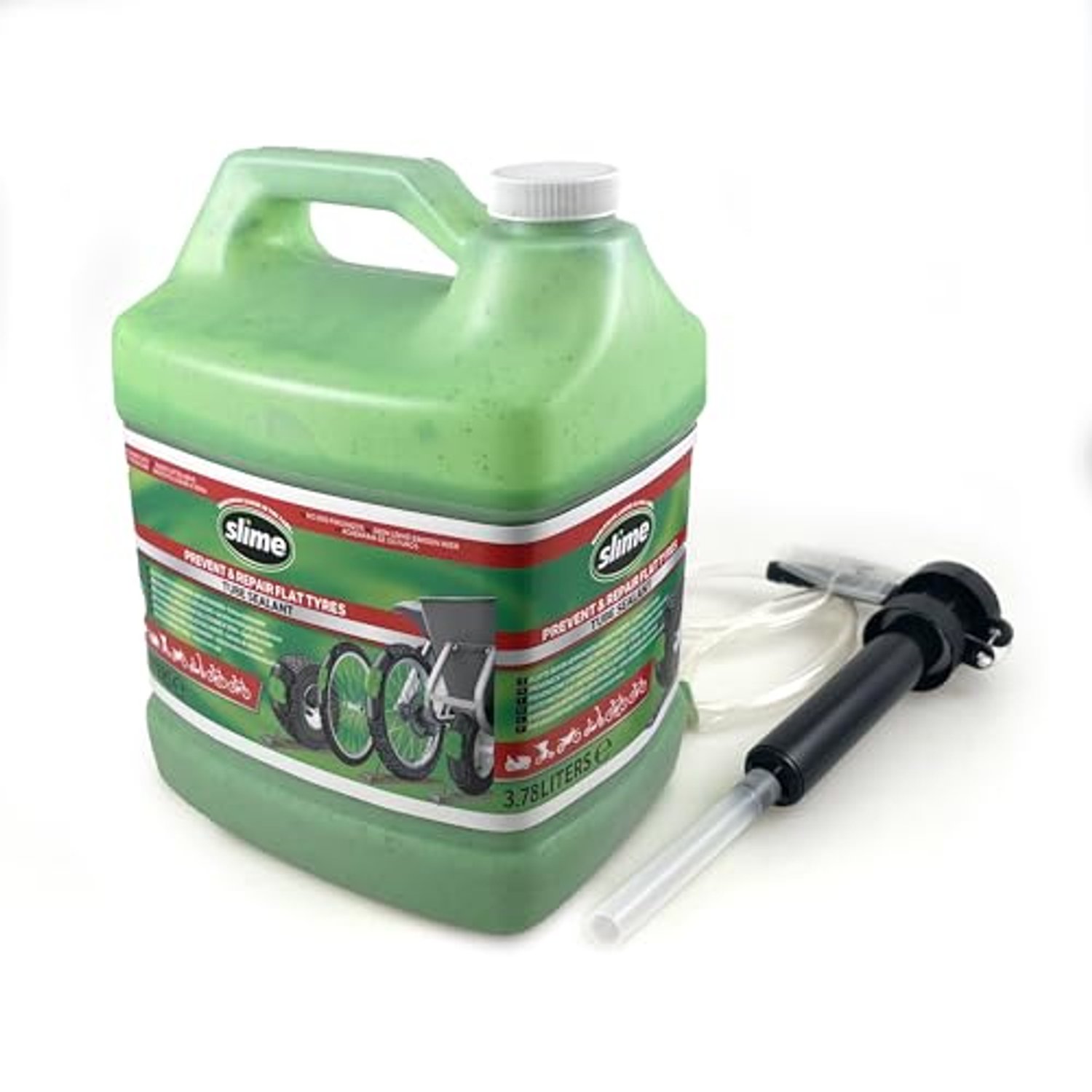Slime 10204-5 Bike Tube Puncture Repair Sealant. Prevent and Repair. Suitable for Bike and other Off-Road Vehicles fitted with Inner Tubes. Non-Toxic. 3.78 L (1 Gal.) keg with pump