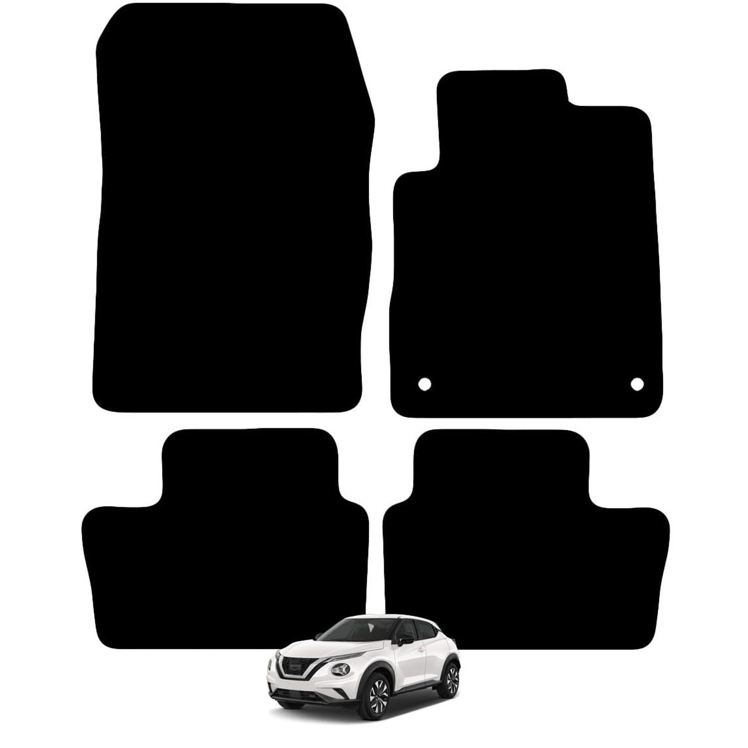 Nissan JUKE 2020 Onwards 4pc Set Car Mats UK-Made Tailored Fit Carpet Floor Mats Full Coverage Compatible Accessory Black Trim