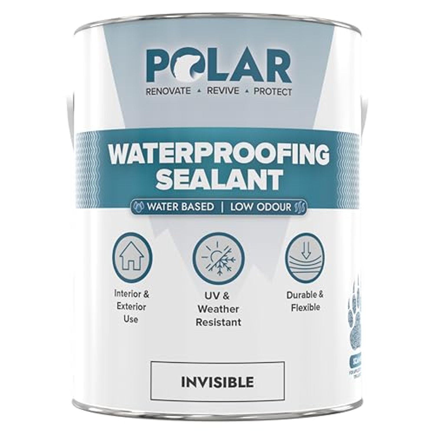 Polar Clear Waterproofing Sealant - 5 Litres - One-Coat Waterproof Protection, Silicone Sealant - Interior & Exterior, Advanced UV-Resistant Invisible Finish