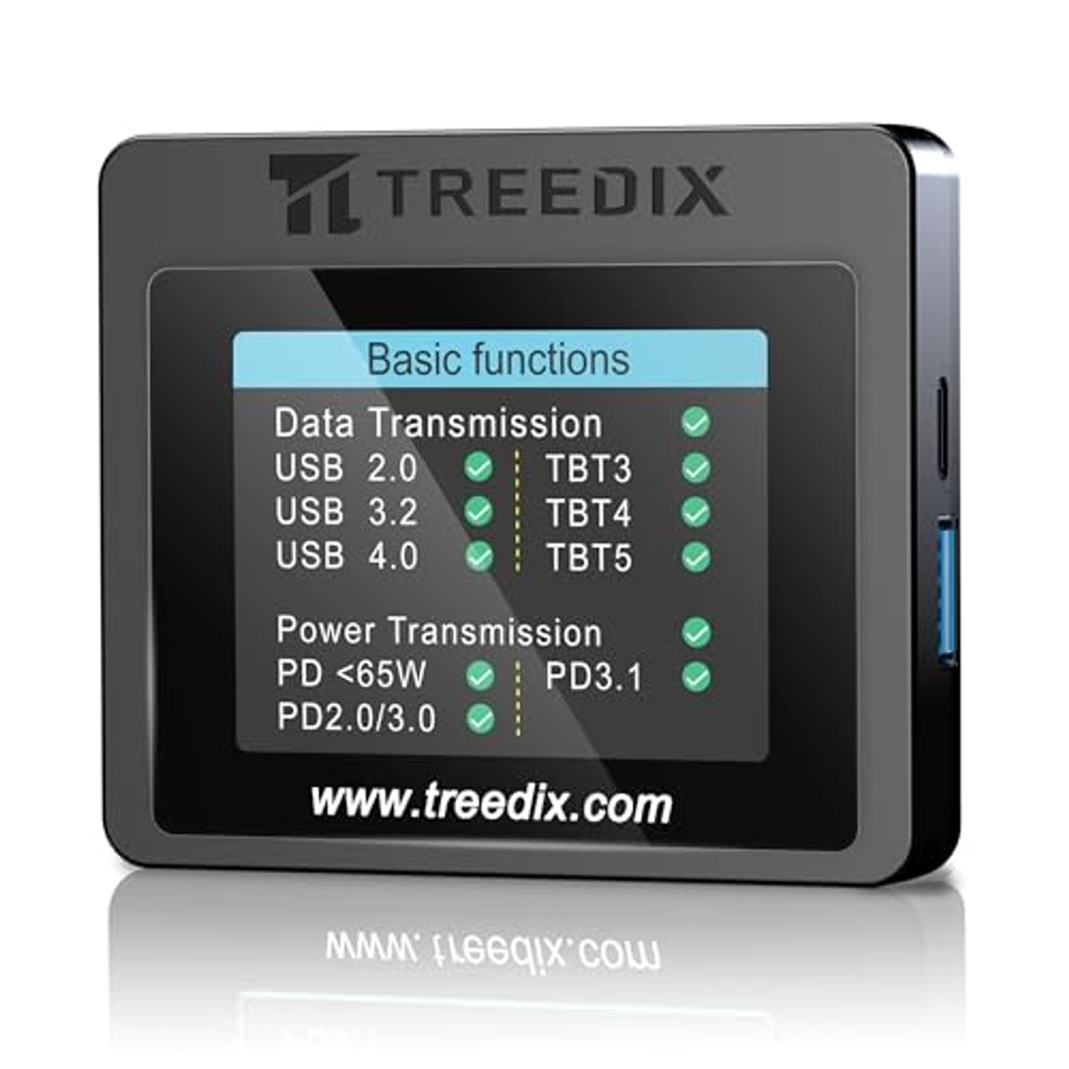 Treedix USB Cable Tester, 2.4-inch Color Display Screen USB C Cable Tester, USB Tester Support Cable Testing, Resistor Testing, Type-C eMarker for Micro-B 2.0, Micro-B 3.0, Type-C, Lightning, Mini-B