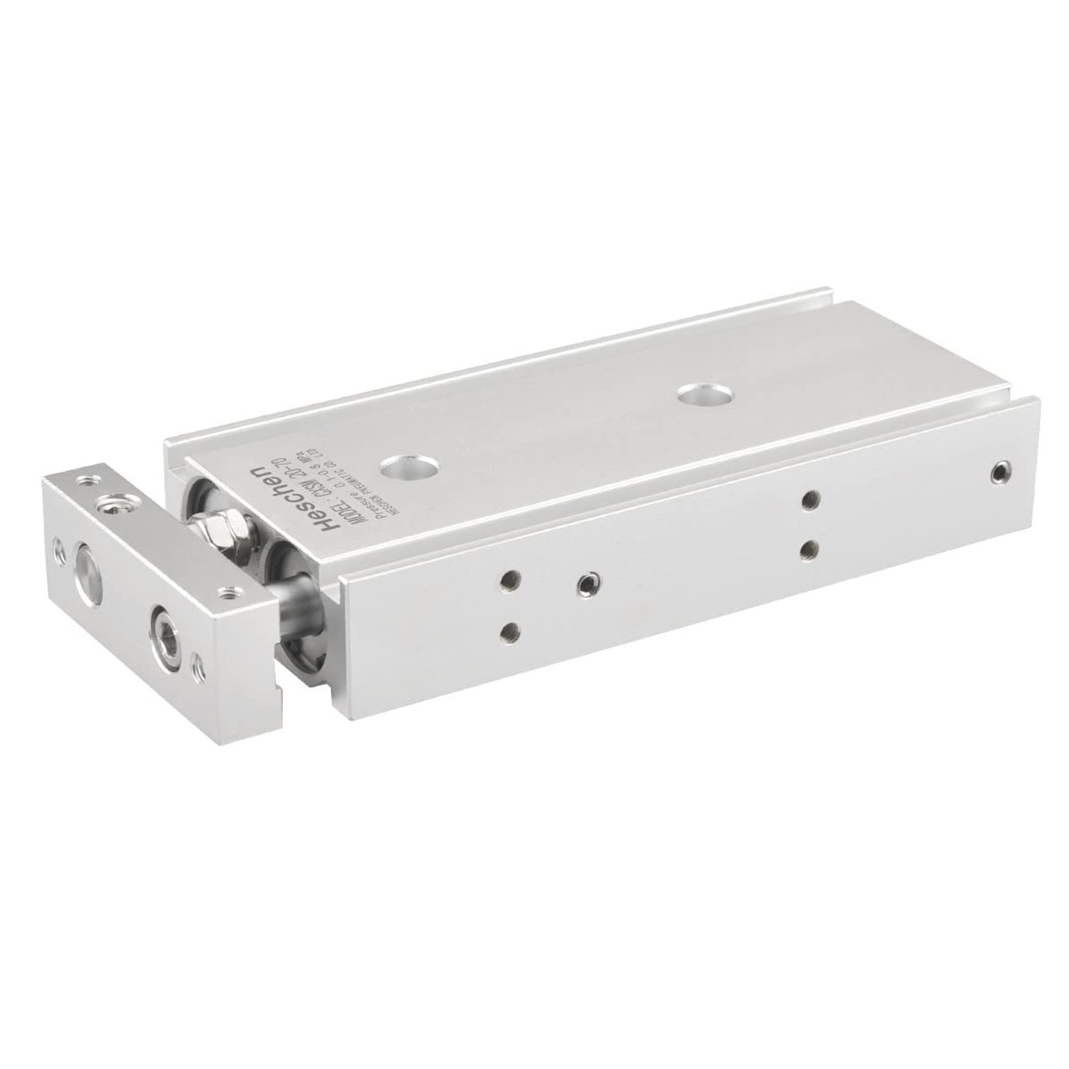 Heschen Dual Aluminum Air Cylinder, CXSM 20-70, Guide Rod Plate Double Rod Guided Pneumatic Slide Bearing Cushioned, 20mm Bore, 70mm Stroke, Double Acting