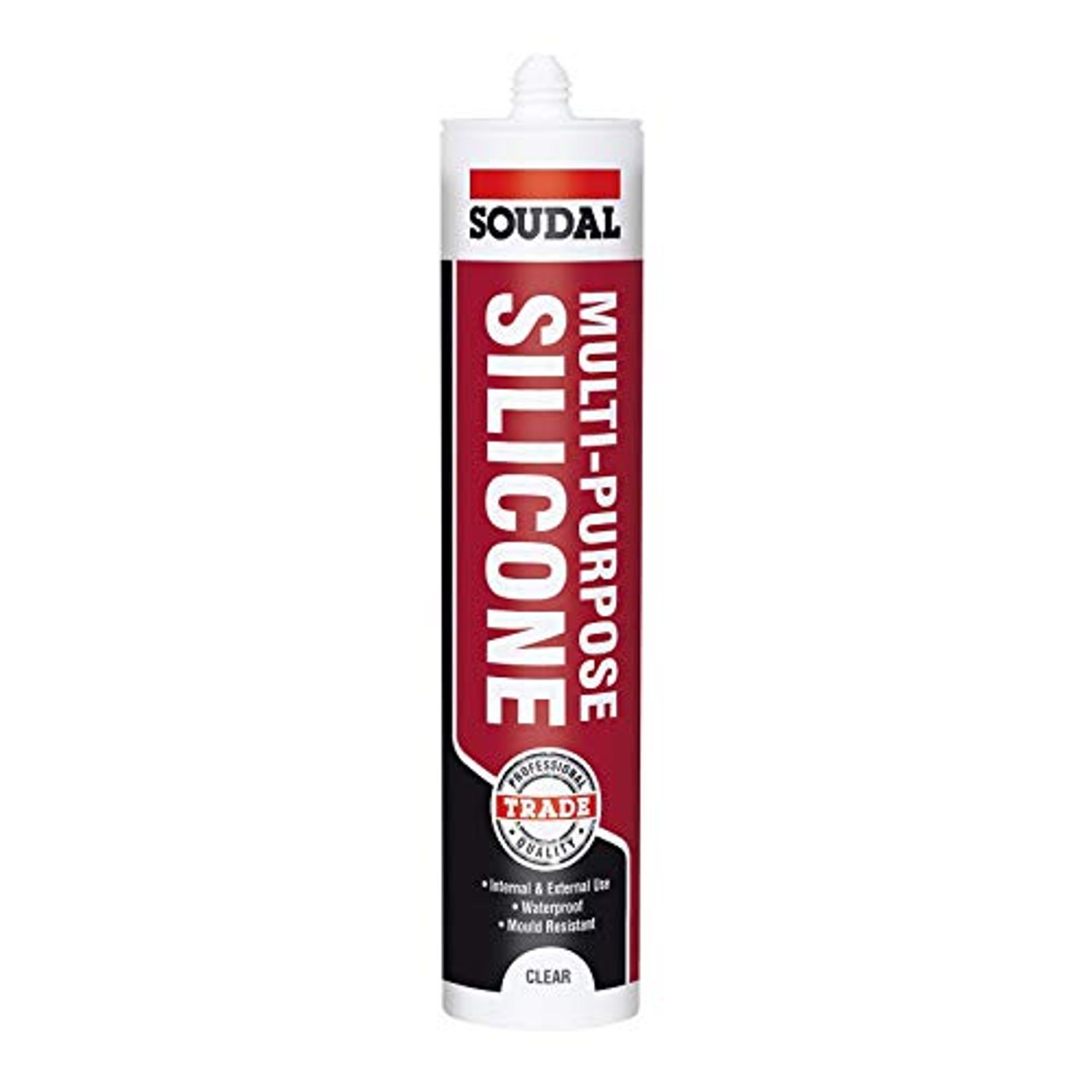 24 x Clear Soudal Trade Silicone Multi Purpose Construction Sealant Acetoxy with Fungicide