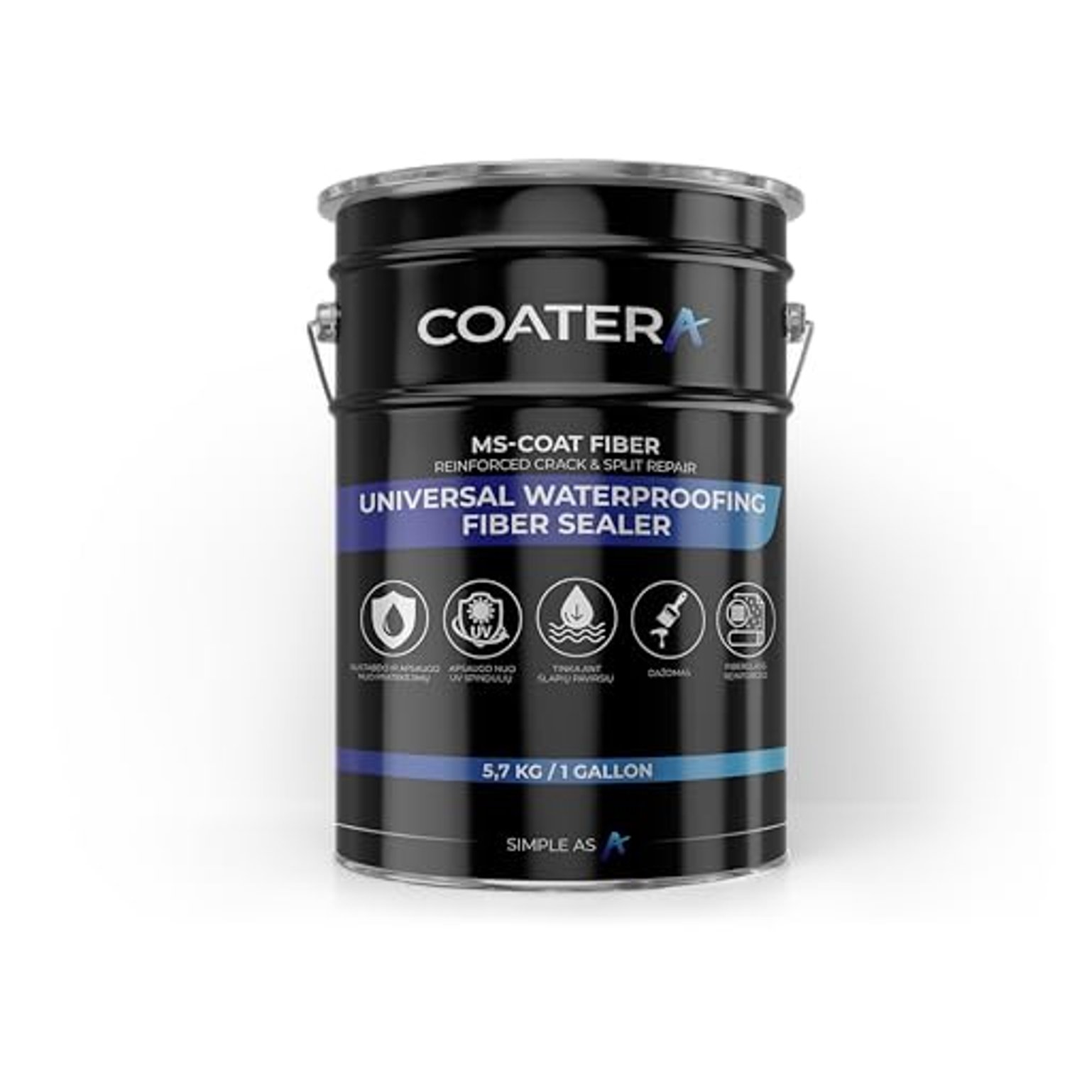 COATERA MS-COAT FIBER Reinforced Liquid Waterproofing- LEAK STOP – Internal Fibre-Tech Membrane – Repairs Cracks Without Mesh – High-Elasticity Roof Sealant for Felt, Concrete & Metal – Grey - 5.7kg
