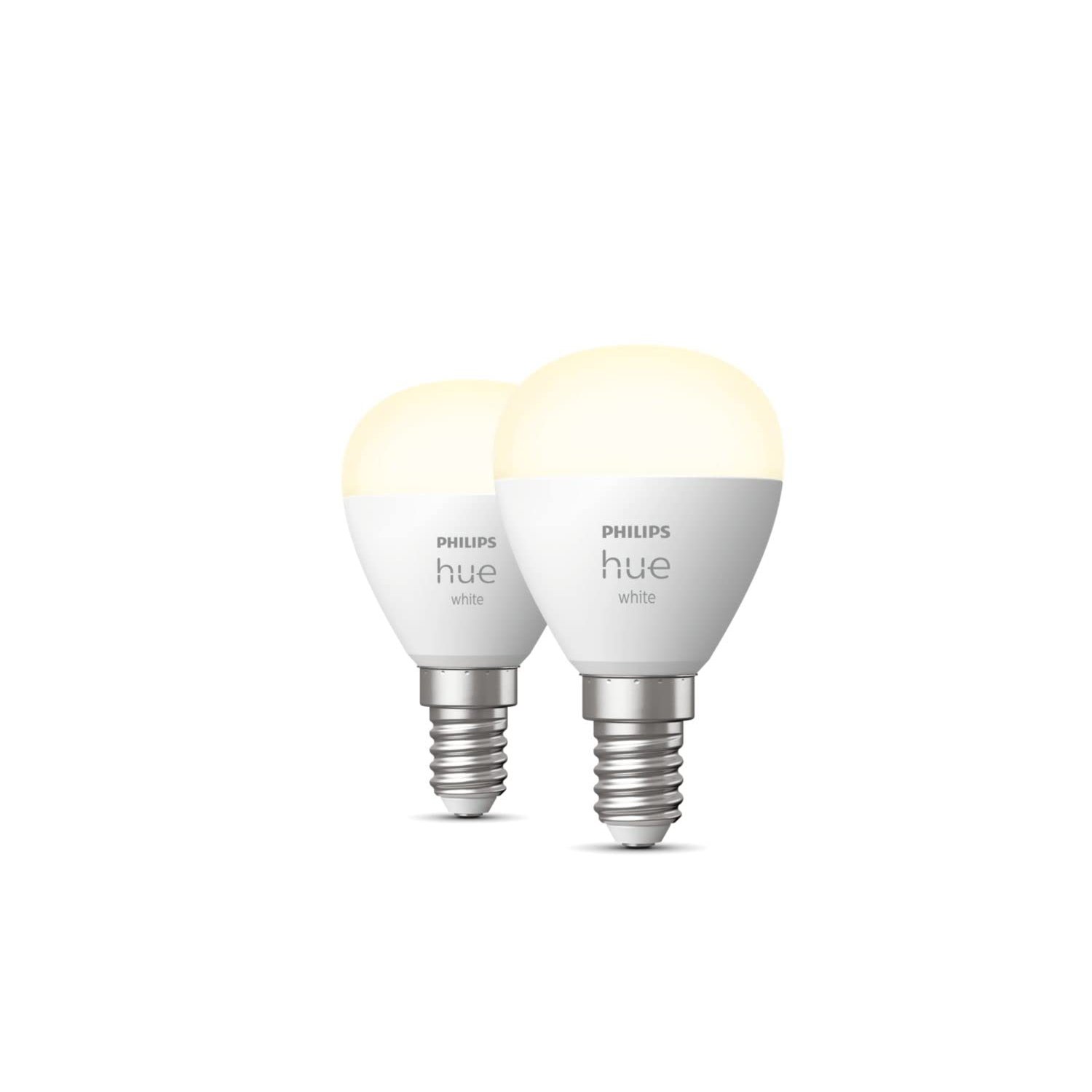 Philips Hue New White Smart Light Bulb Luster 2 Pack [E14 Small Edison Screw] with Bluetooth. Works with Alexa, Google Assistant and Apple Homekit