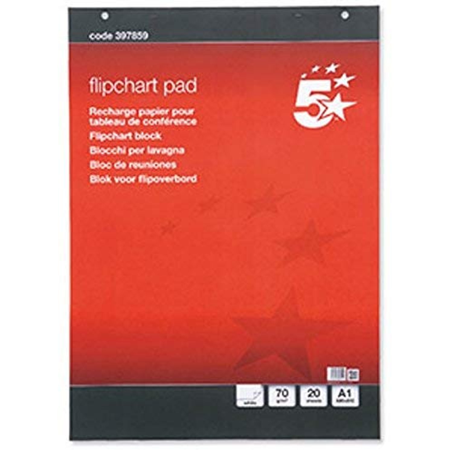 5 Star 5 x Quality A1 Flipchart Plain Paper Pad 40 Sheets