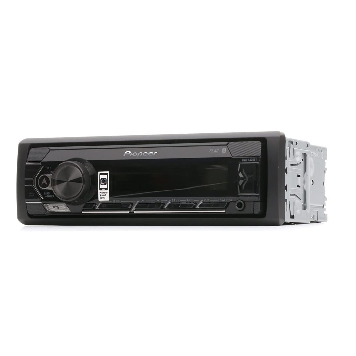 Pioneer MVH-S320BT 1-DIN receiver with Bluetooth, Red illumination, USB, Spotify, Pioneer Smart Sync App and compatible with Android devices.