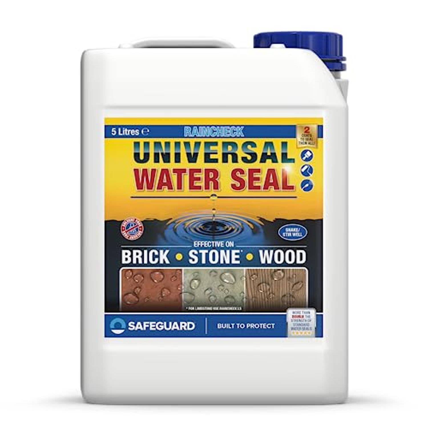 Raincheck Universal Water Seal (5 Litre Clear) Breathable, Exterior Waterproofing Brick, Wood and Stone Sealer