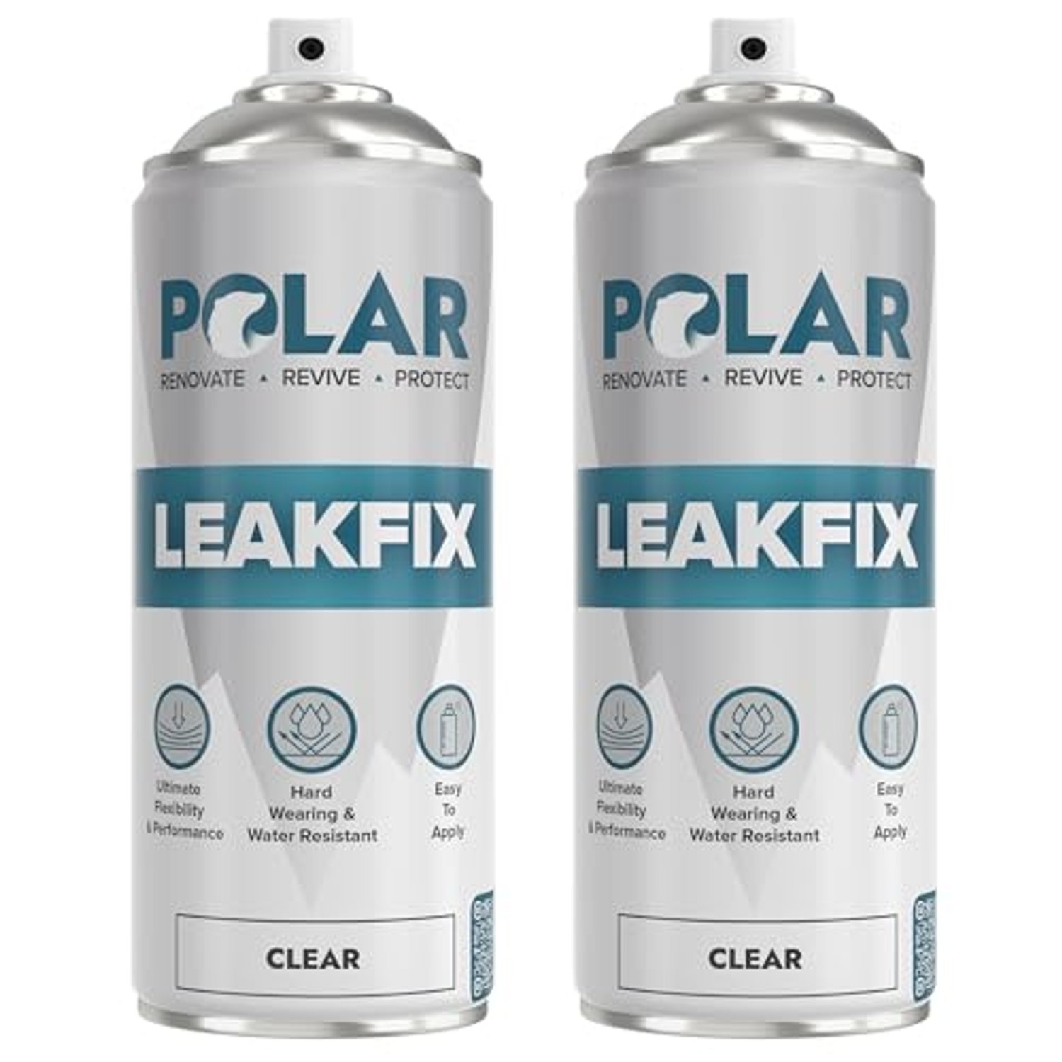 Polar Leak Fix Spray - 2 x 400ml, Clear - Instant Waterproof Sealant for Roofs, Pipe & Gutter Repairs - Fills, Seals Cracks & Stops Leaks - Interior & Exterior