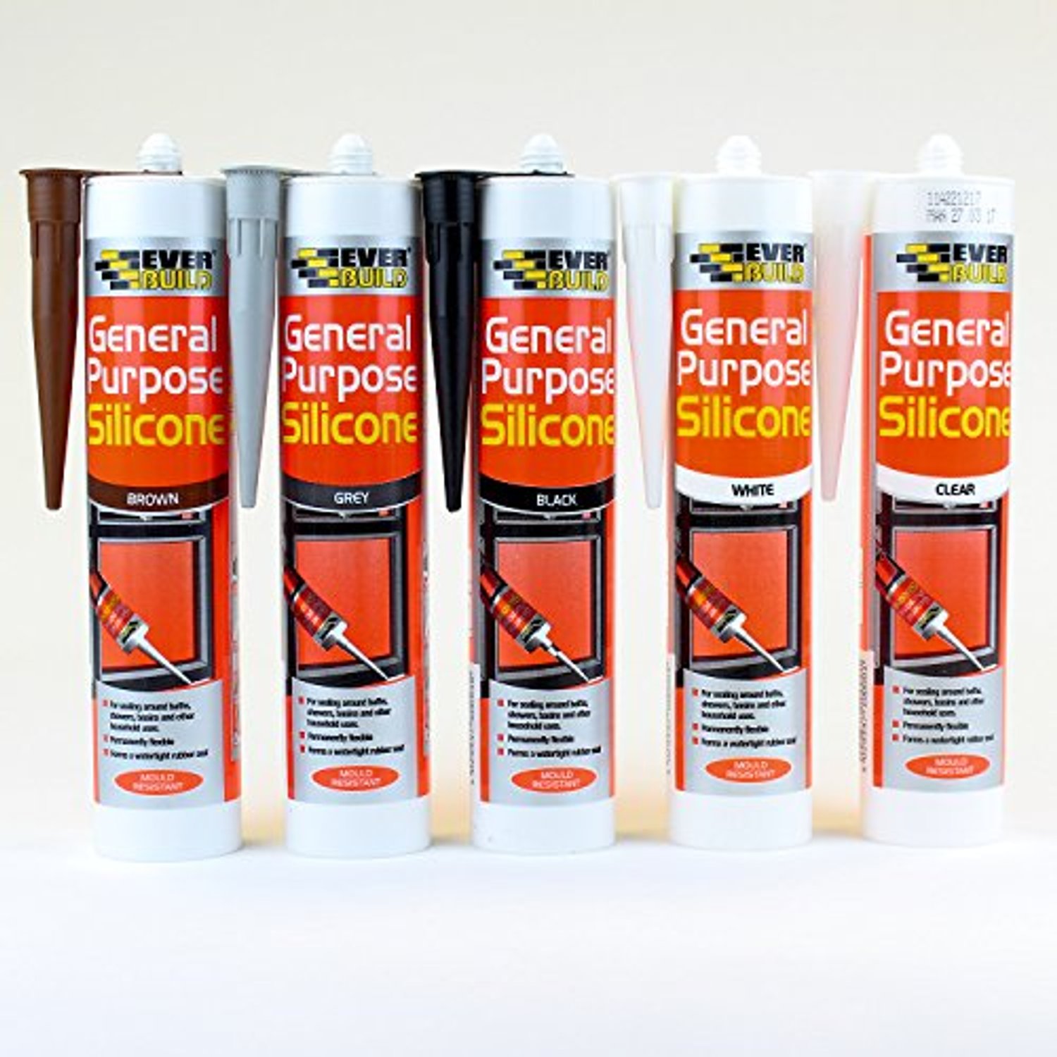 Everbuild General Purpose Silicone - Black - 12 Pack