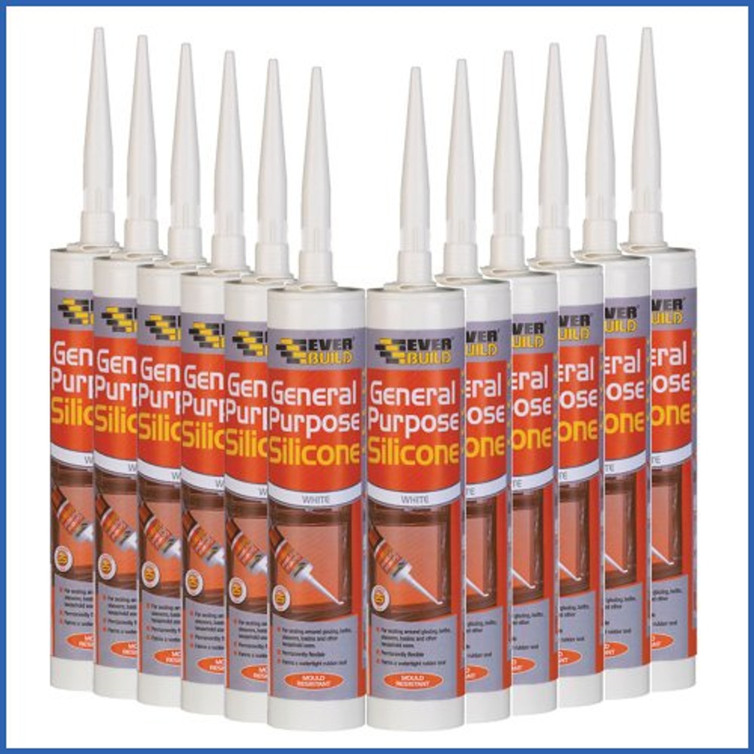 12X Everbuild General Purpose Black Silicone Sealant Anti Fungal