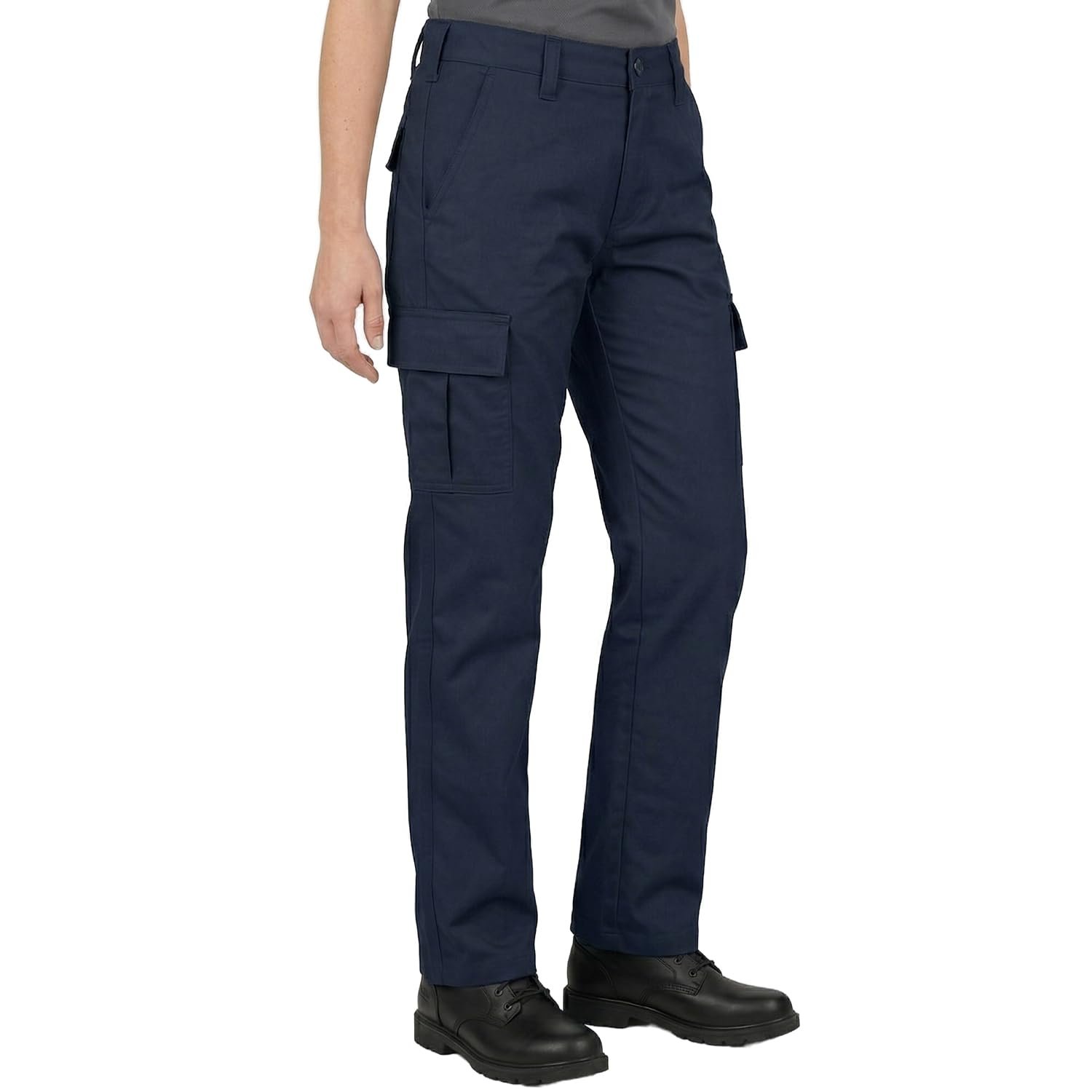 Lee Cooper Ladies Work Cargo Trousers Heavy Duty Workwear Easy Care Multi Pocket Work Safety Classic Pants for Women (Navy 12 UK / 30" Leg, Regular)