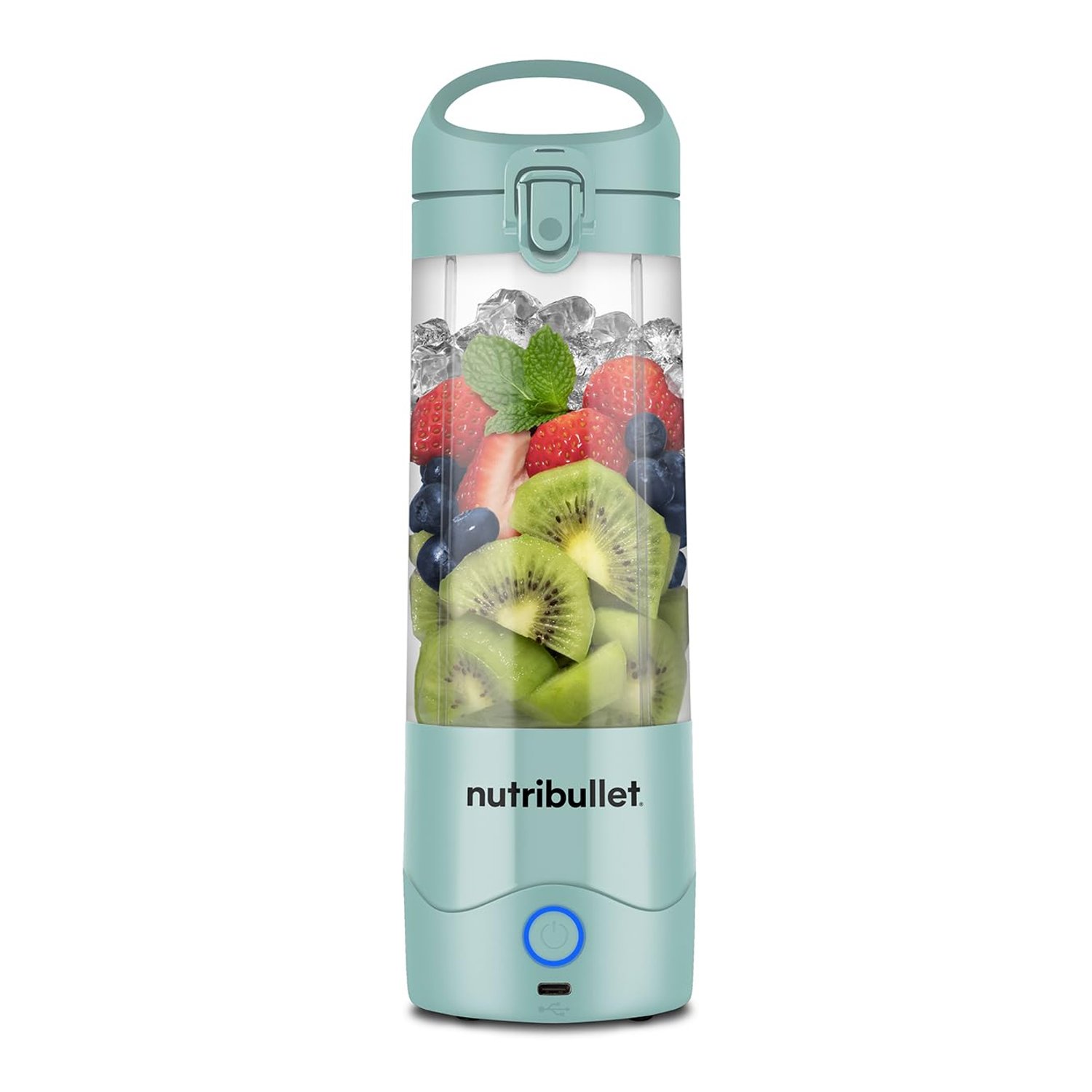 nutribullet Portable Blender in Light Blue - Powerful Extractor Blade, 475ml Cup, To-Go Lid, USB-C Charging Cable & User Guide - Delivers 15+ Blending Cycles - Healthy Shakes On The Move