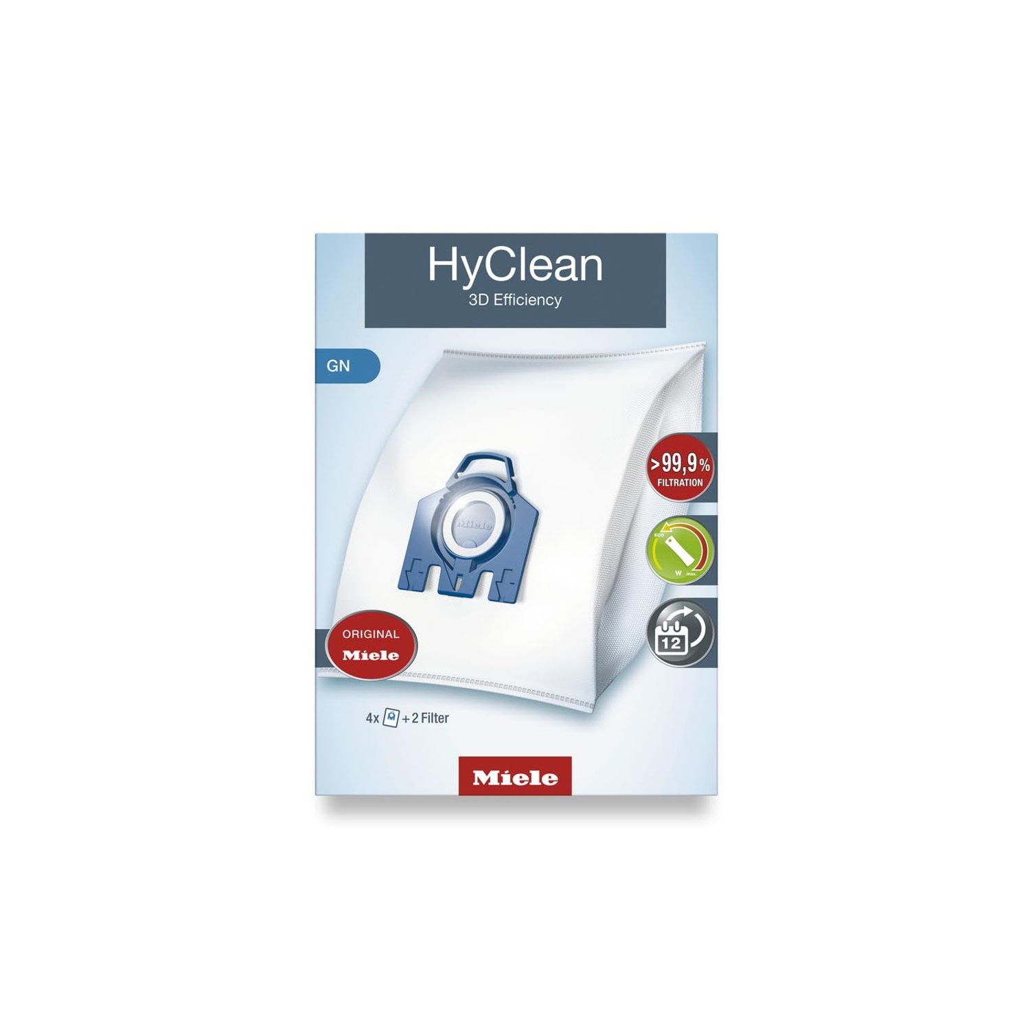 Miele 9917730 HyClean 3D Efficiency GN Vacuum Cleaner Bags, Reliably Keep Dust Inside the Vacuum Cleaner