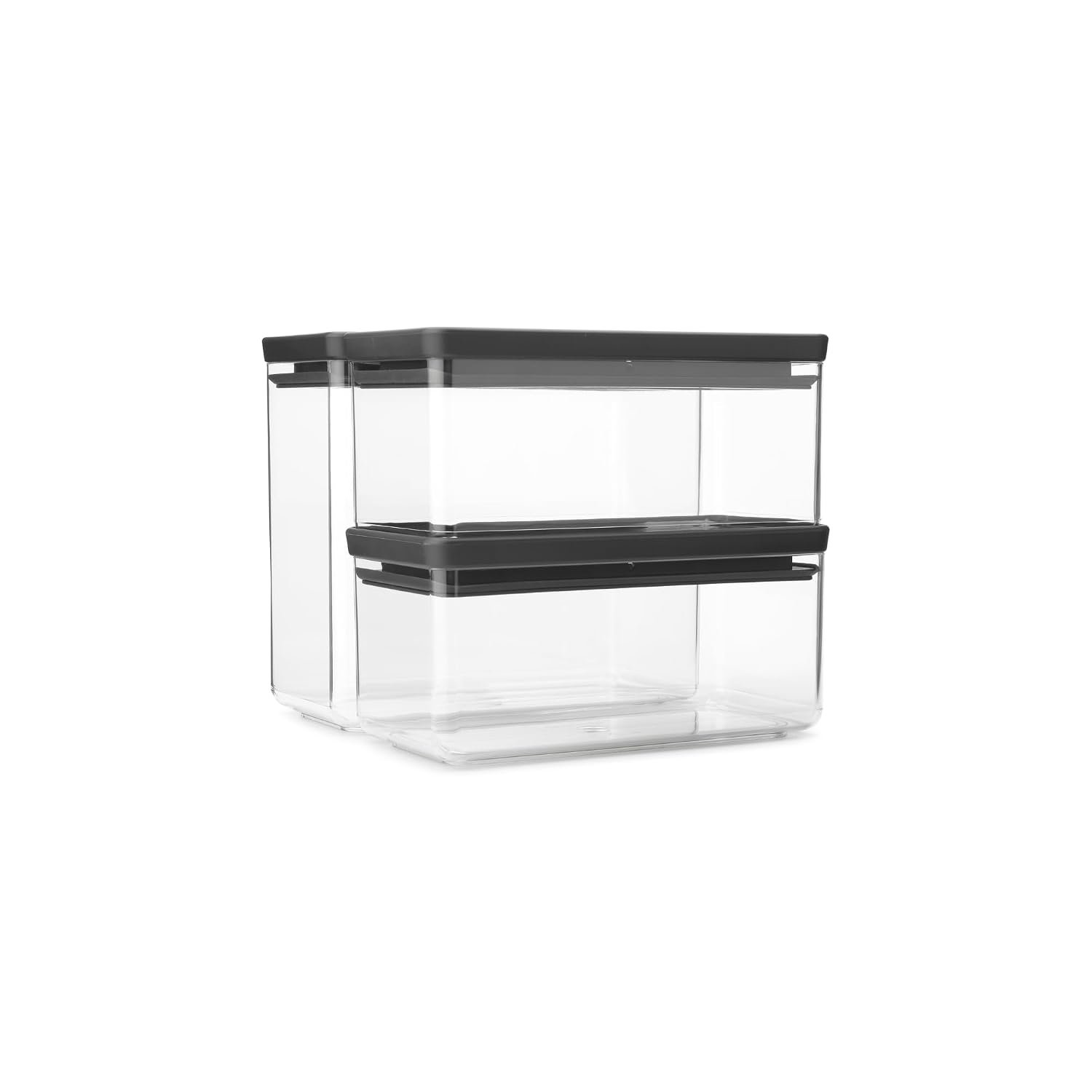 Brabantia Stackable Canister, Set of 3, 2x1,5 Litre and 1x3,5 Litre, Tasty+, Dark Grey