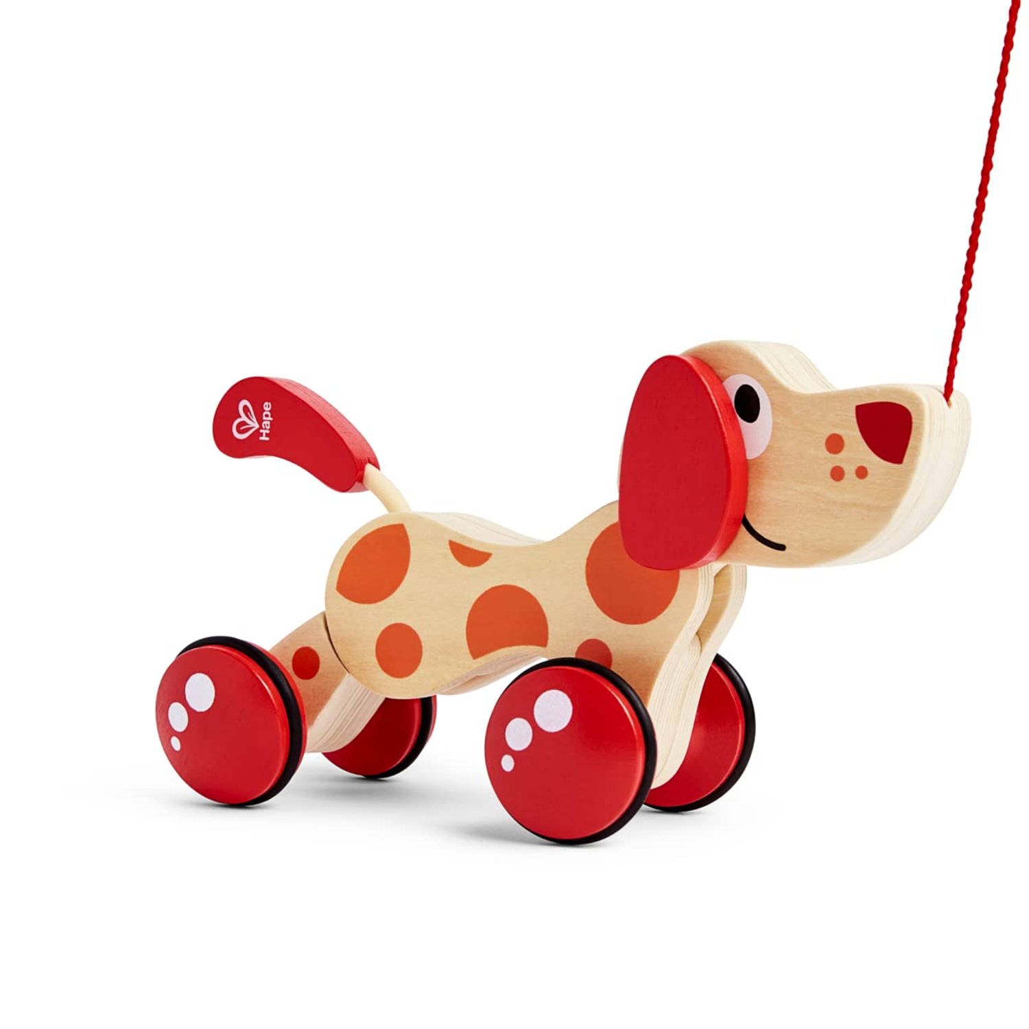 Hape Pepe Pull Along Puppy Wooden Pull Toy Award-Winning Push Pull Toy Puppy for Toddlers that Can Sit, Stand and Roll. Rubber-Rimmed Wheels for Easy Push and Pull Action, Virtual Pet