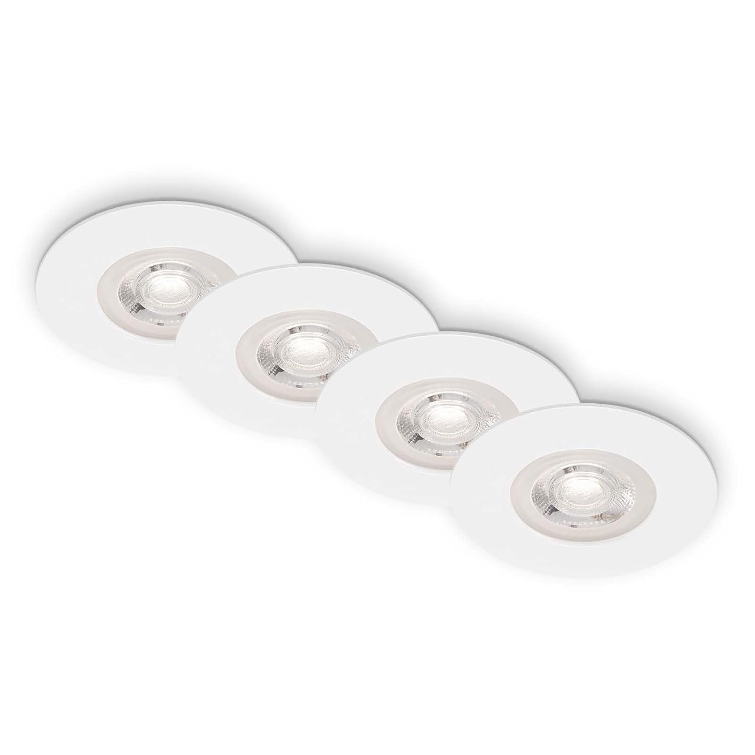 BRILONER - Set of 4 Recessed Ceiling Lights, Dimmable, Ultra-Flat LED Recessed Lights, Bathroom Recessed Spotlight, IP44, Matt White 90 x 25 mm (DxH)