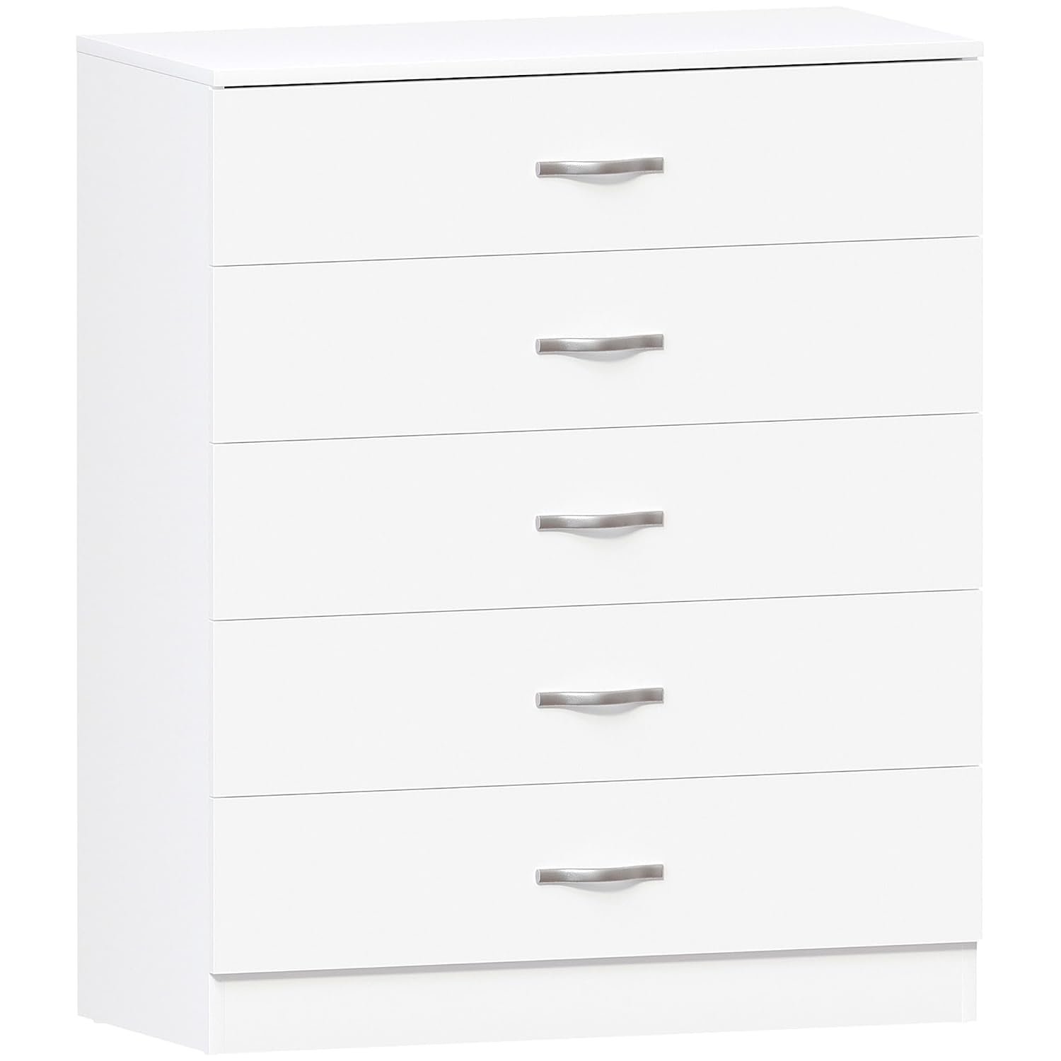Vida Designs Riano 5 Drawer Chest of Drawers, Metal Handles and Runners, Anti-Bowing Drawer Support, Bedroom, Nursery Furniture, White