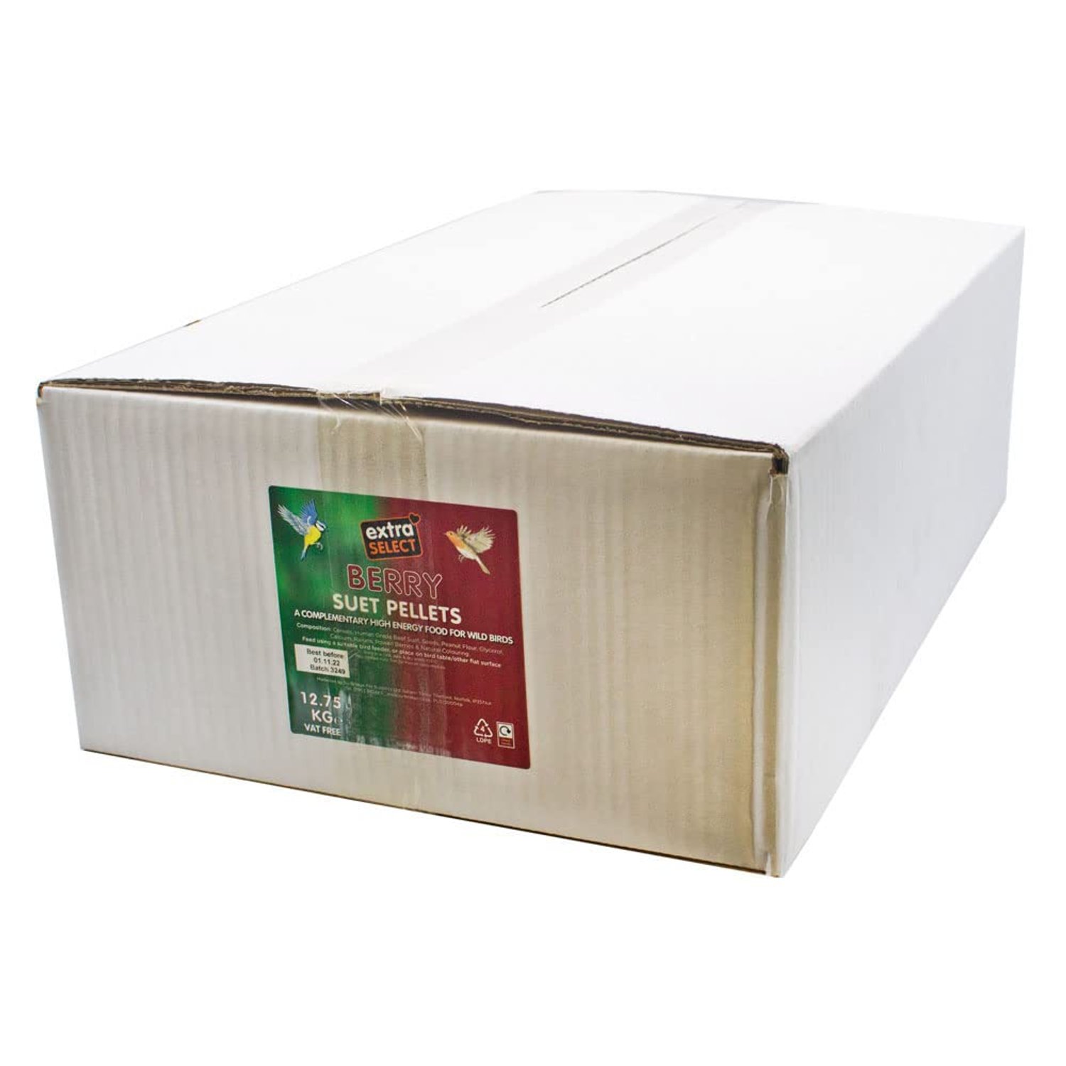 Extra Select Berry High Energy Suet Pellets Wild Bird Food - Protein, Fat Rich Year-Round Feeding - 12.75 kg Bulk Box