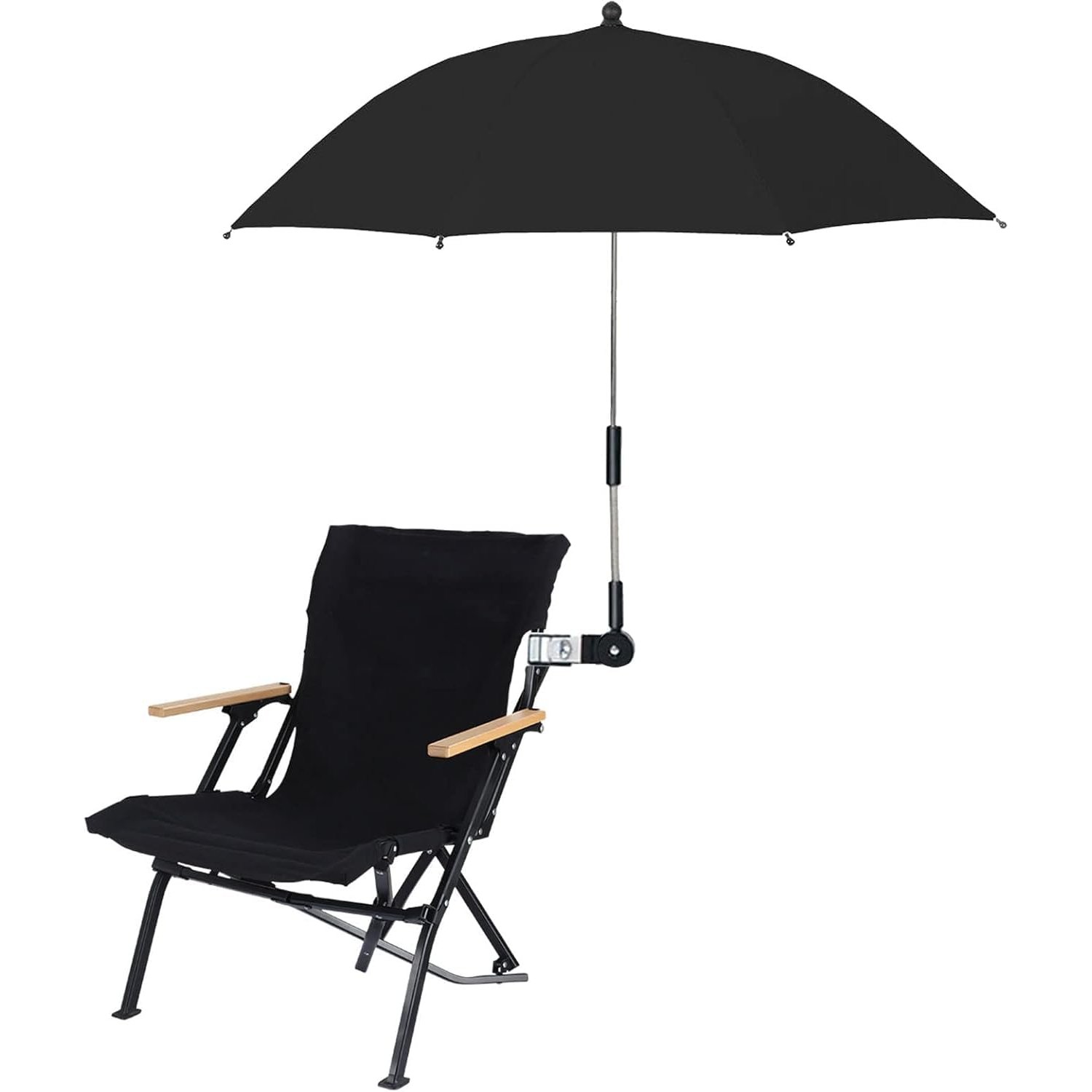 KEEMEN Chair Umbrella with Clamp Portable Clip on Umbrella for Beach Chairs Outdoor Patio Stroller Wheelchairs Golf Carts(Black)
