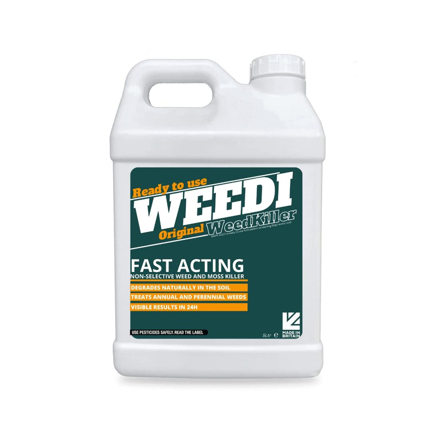 Bio Weed Killer - NO Glyphosate - Harmless To Children & Pets Once Dry - Biodegradable | Artificial Grass | Gardening |From Horticulture Organic Farming Company | Pet Owners 1st Choice Weedkiller 5L