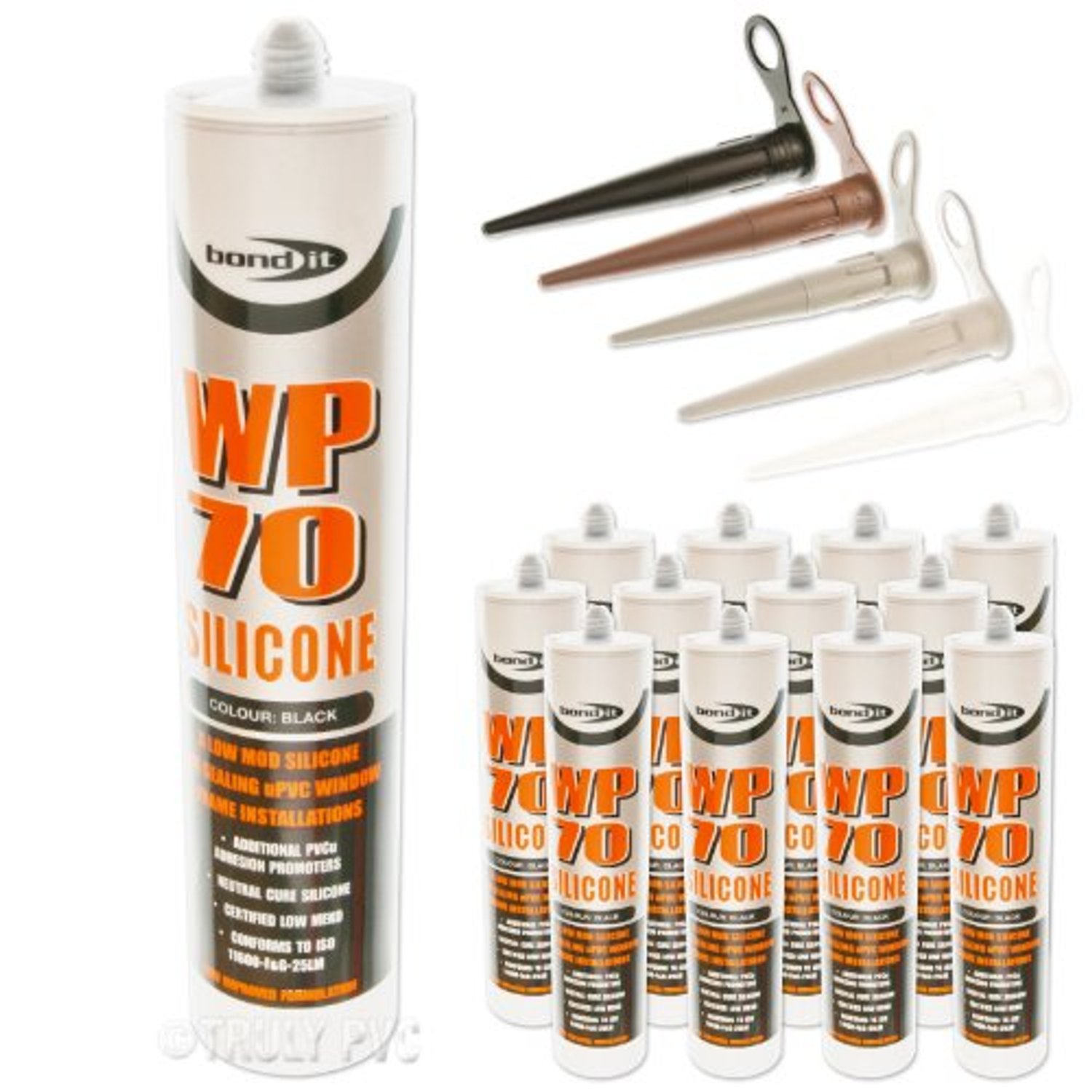 12x Bond It Transparent WP70 Neutral Cure Silicone Sealant for External Wood, Aluminium and uPVC Door and Window Frames