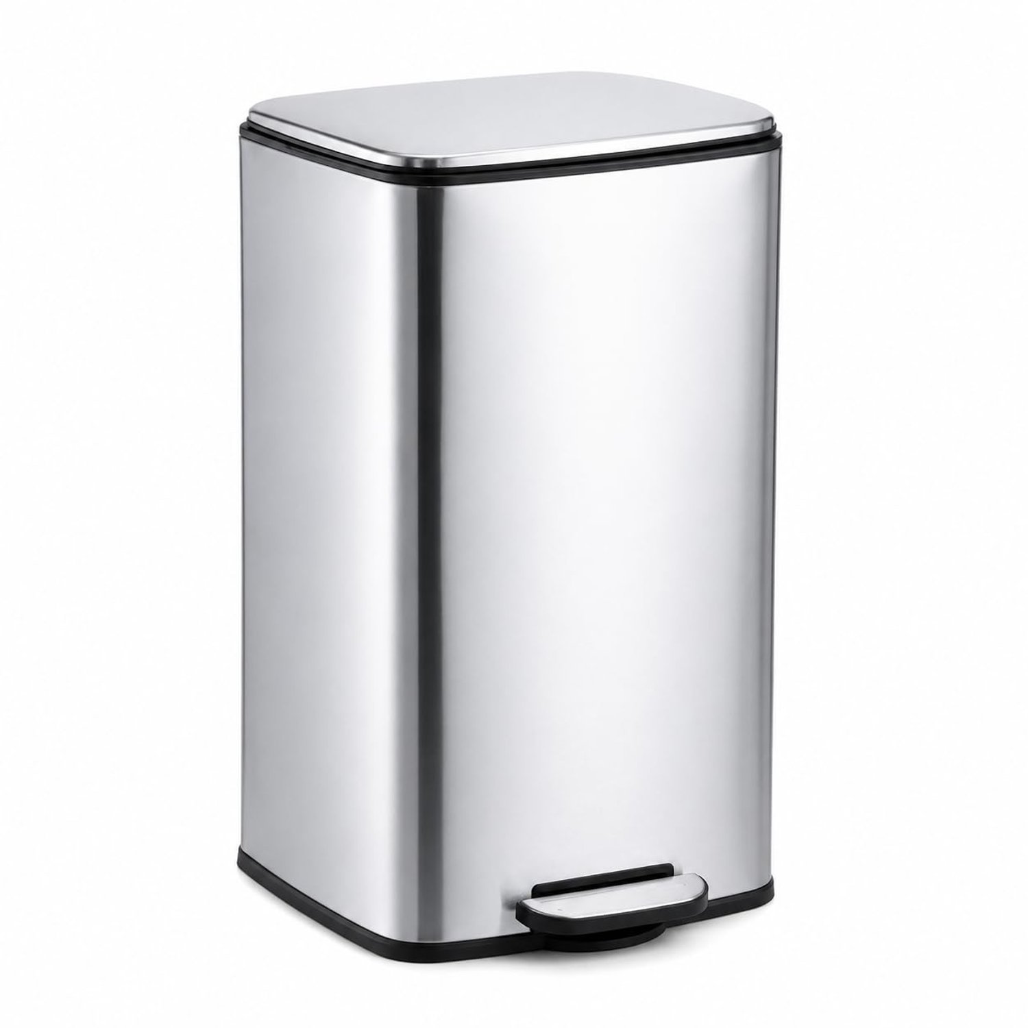 BURAKH 50L Pedal Bin Stainless Steel – Removable Inner Bucket, Large Capacity Kitchen Rubbish Bin for Home, Office & Utility Room (Silver, 50, Litres)