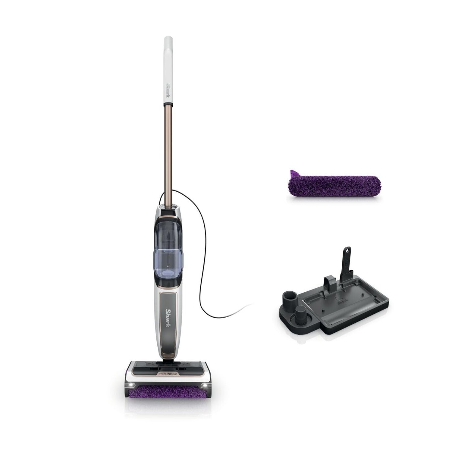 Shark SteamPickUp 3-in-1 Steam Mop for Hard Floors, Chemical Free Cleaning, Cleans and Separates Wet and Dry Debris, 14.2 oz Capacity, Inc. Extra Brush Roll, Base