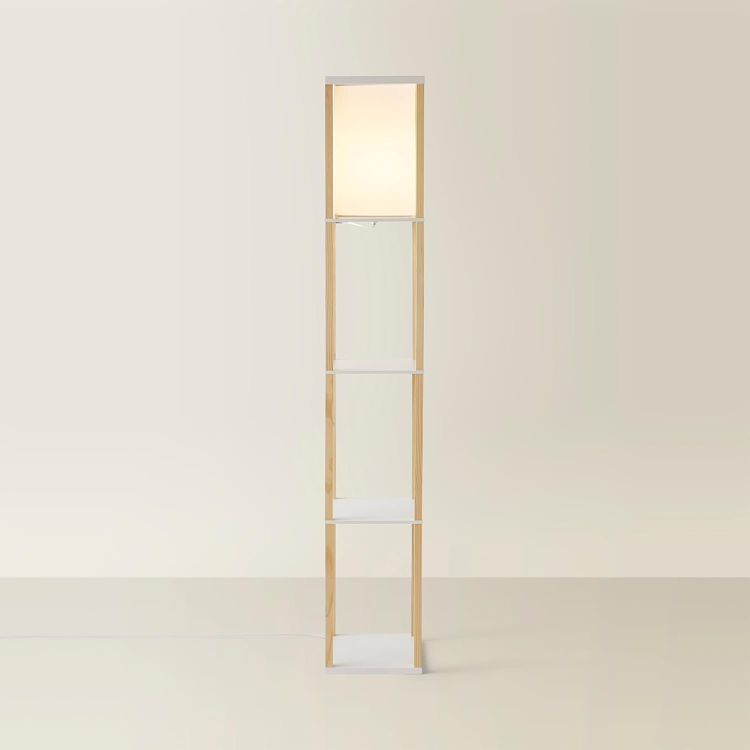 MiniSun | Oak Wooden Floor Lamp with Shelves | Floor Lamps & Torchieres, Home Décor & Improvement Essential | Includes 10W GLS Bulb [3000K Warm White]
