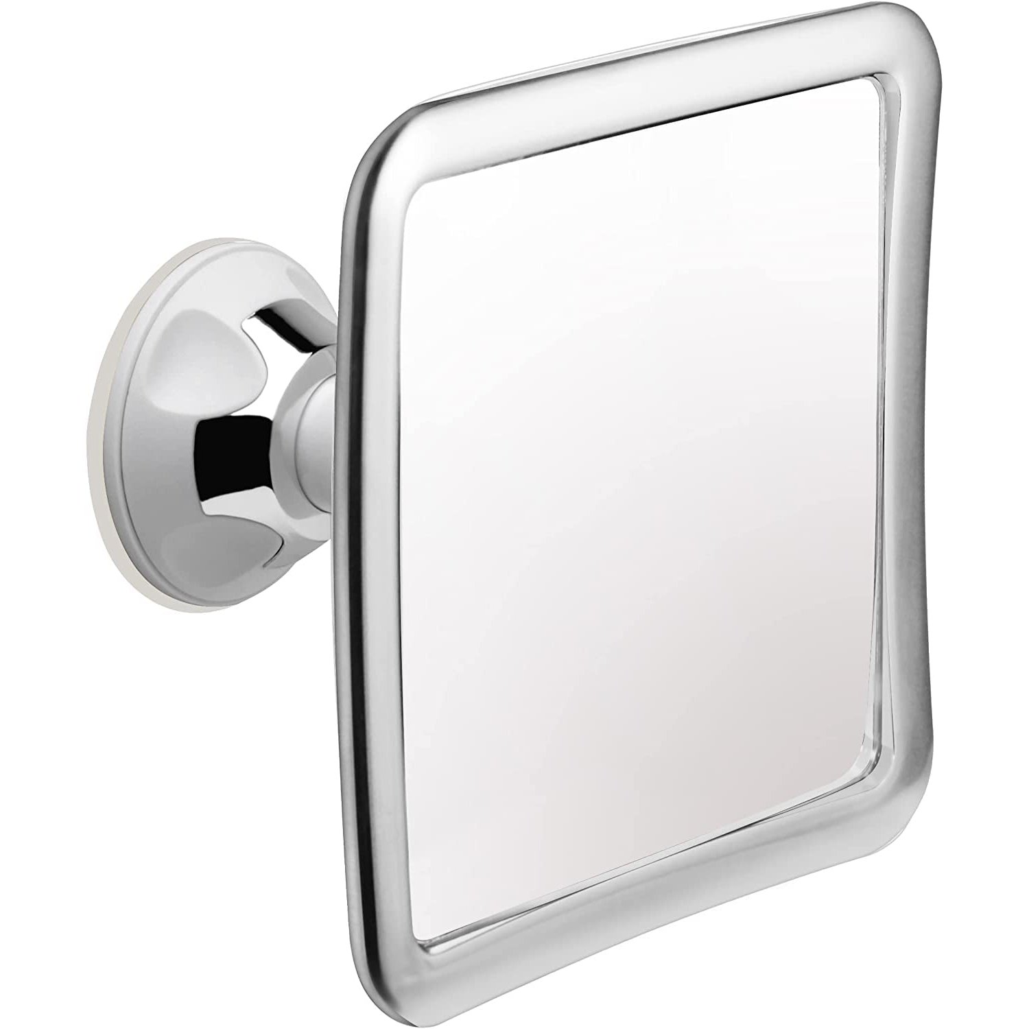MIRRORVANA Fogless Shower Mirror for Shaving with Upgraded Suction, Anti Fog Shatterproof Surface and 360° Swivel, 16cm x 16cm (1X Magnification) - Chrome