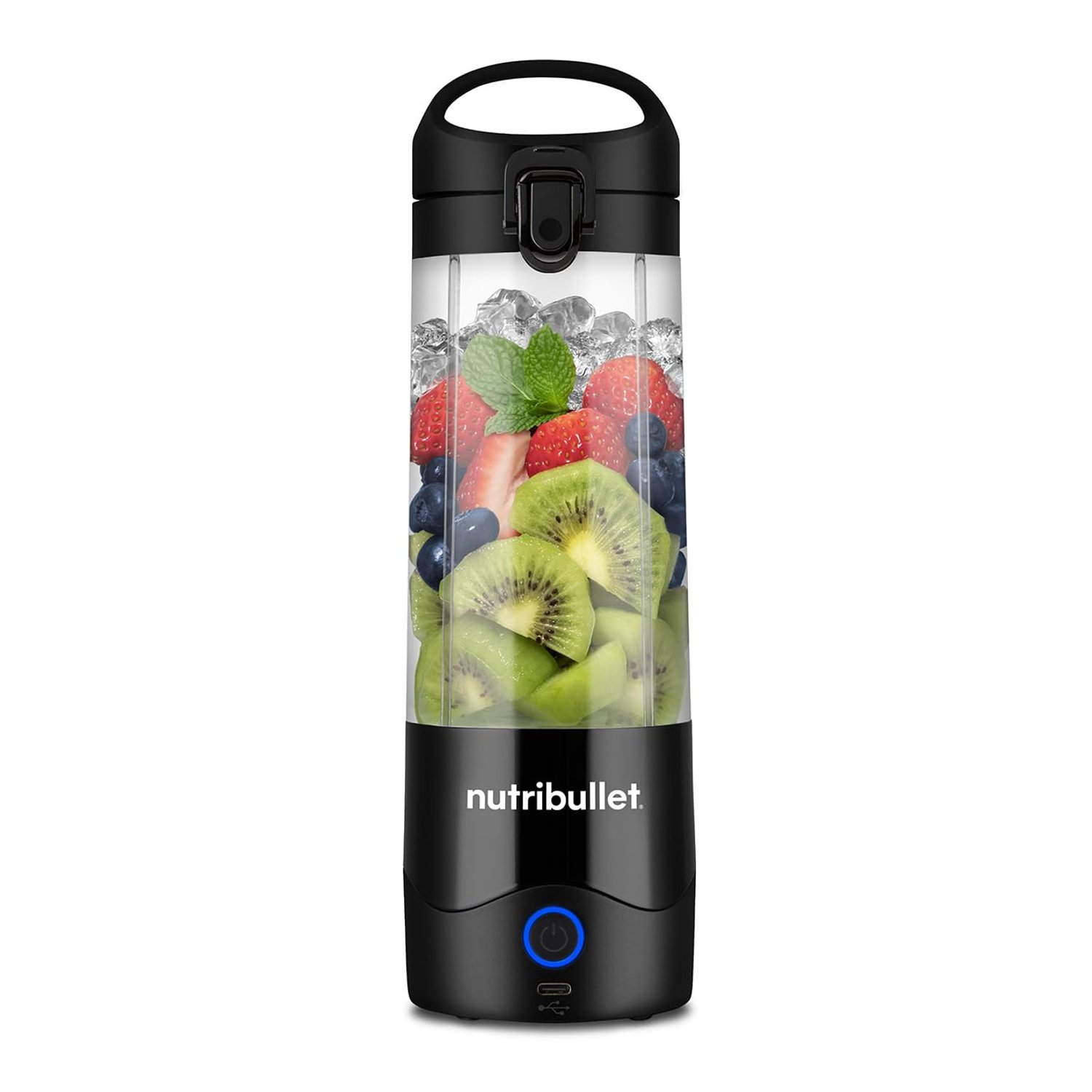 nutribullet Portable Blender in Black - Powerful Extractor Blade, 475ml Cup, To-Go Lid, USB-C Charging Cable & User Guide - Delivers 15+ Blending Cycles - Healthy Shakes On The Move