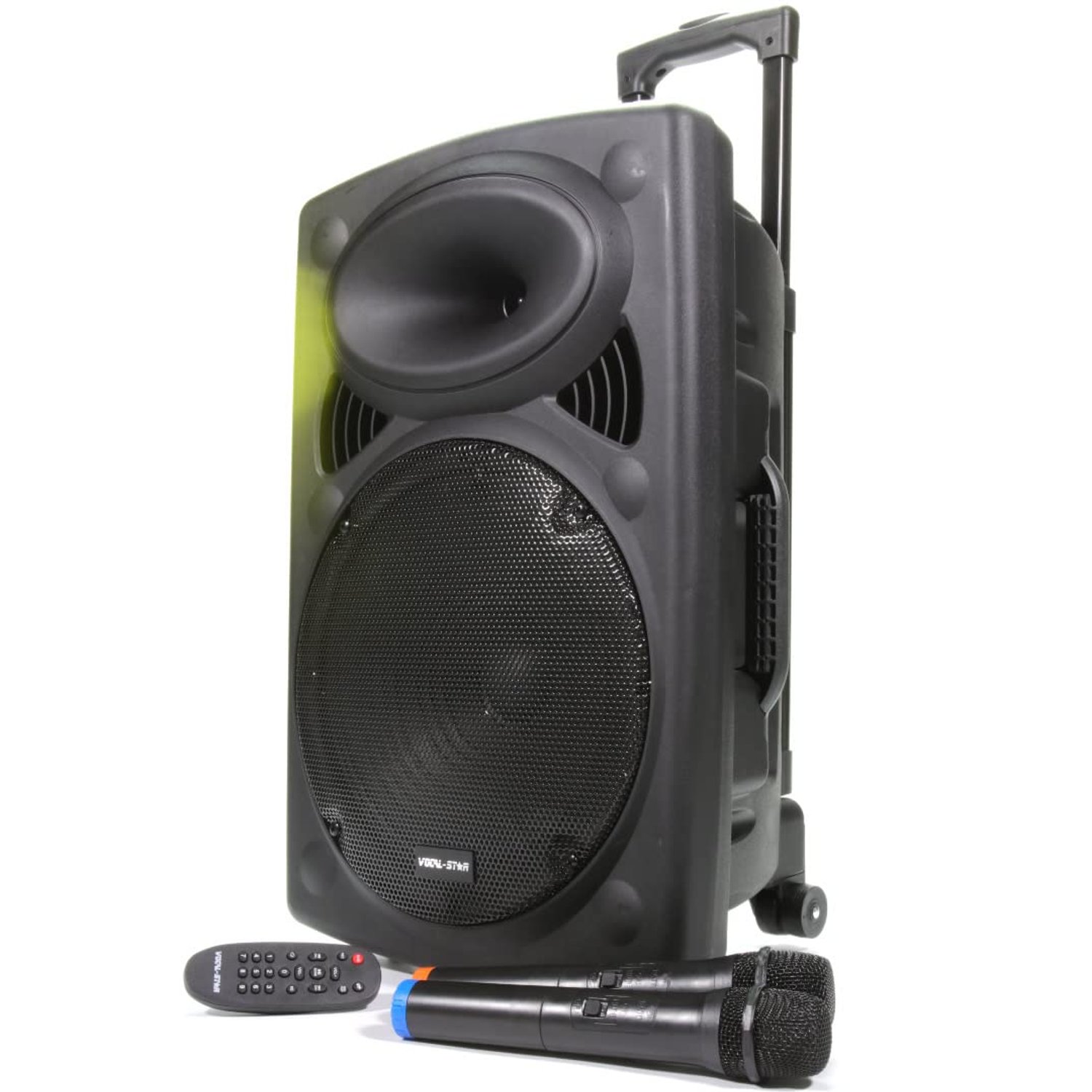 Portable PA Speaker System with Bluetooth, USB - MP3, 2 Wireless Microphones 12" Woofer, Loud 300w Power, Bass & Treble Controls (VS-P120)