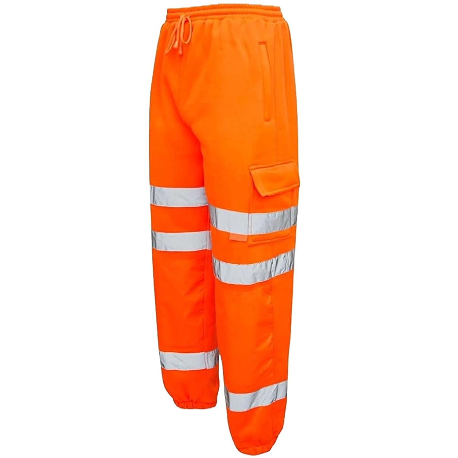 shelikes Men’s Hi Vis Viz Work Trousers Jogging Bottoms Reflective Joggers Sweat Pants Safety High Visibility Combat Trouser Workwear Jogger Orange