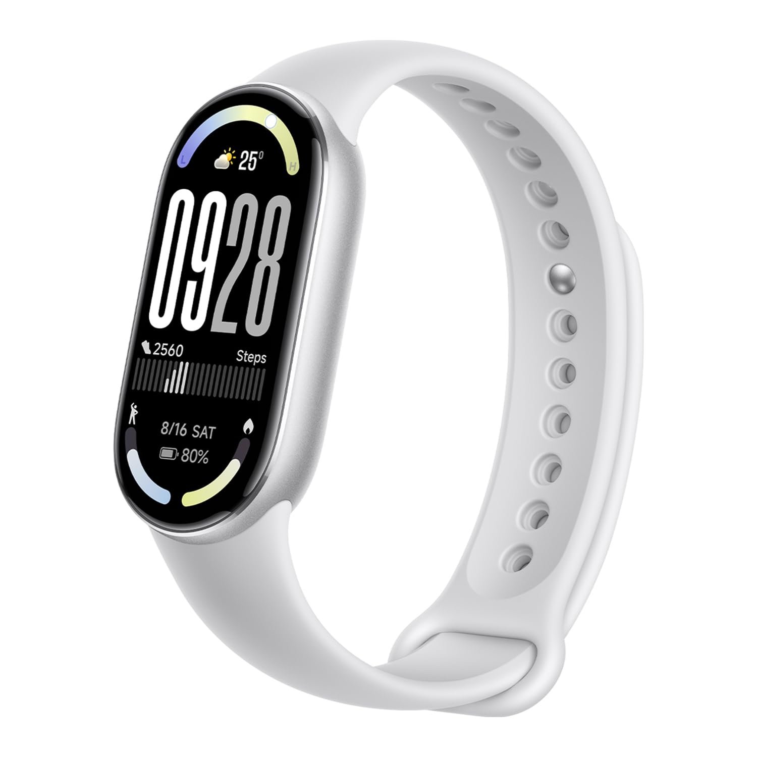 XIAOMI Smart Band 10 Fitness Tracker, 44mm AMOLED Display, 21Day Battery Life, 150 Sports Modes,Sleep Monitoring, 5ATM Waterproof, Compatible With Android and IOS – Glacier Silver