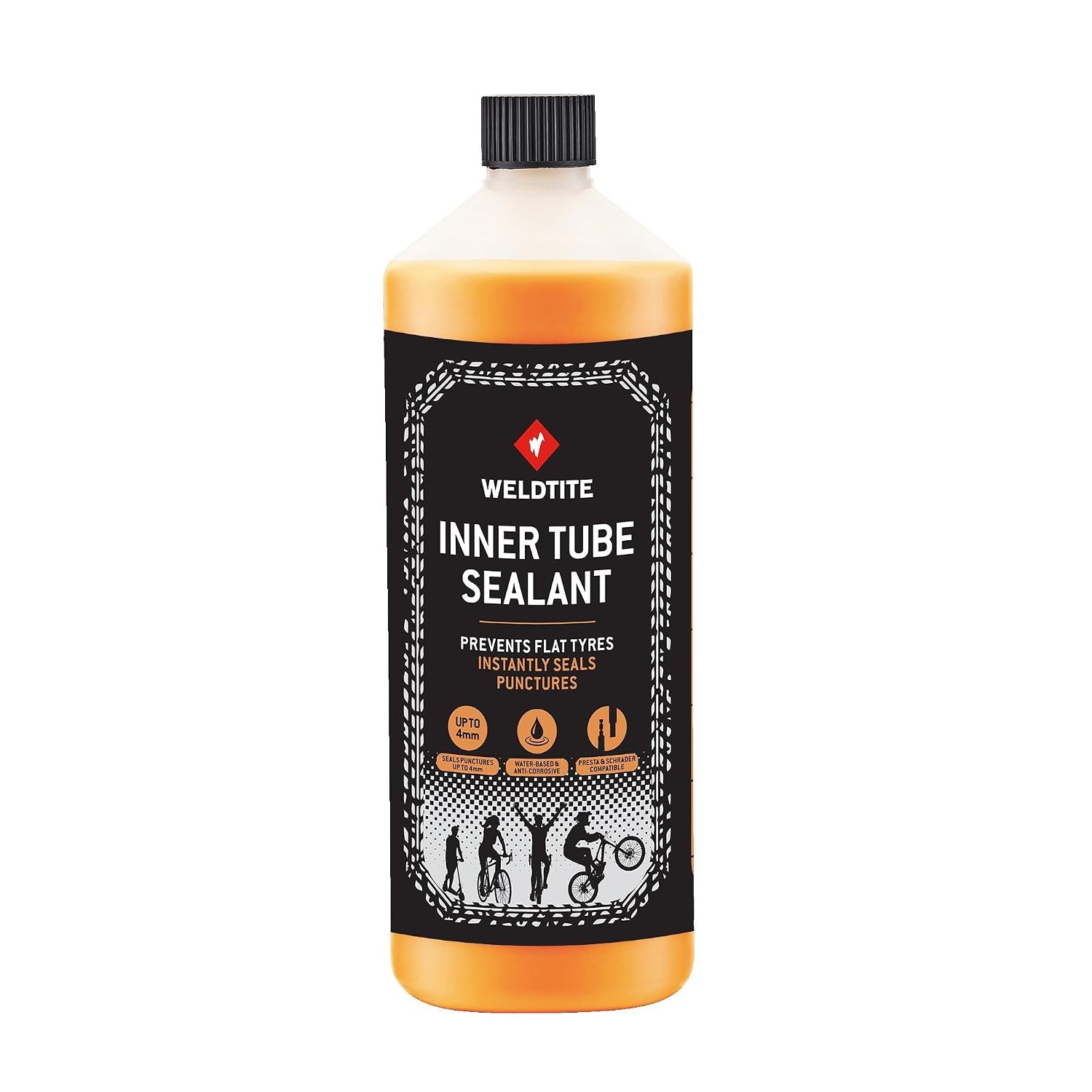 WELDTITE Inner Tube Sealant Refill - Instantly Seals Punctures - Puncture Prevention & Repair for Bike Tyres, 1 Litre