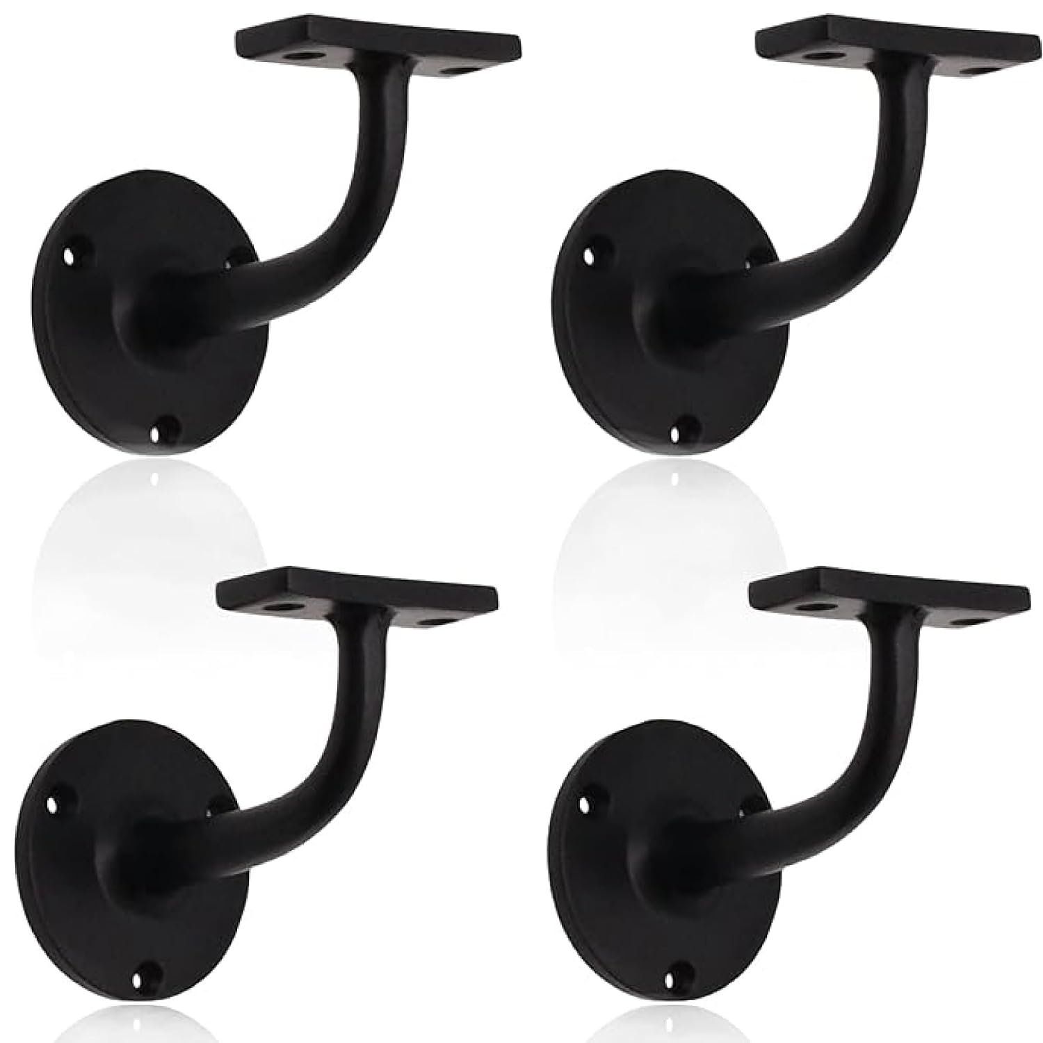 Matt Black Handrail Brackets for Stair Bannister Handrail Wood and Steel Handrail - Pack of 4