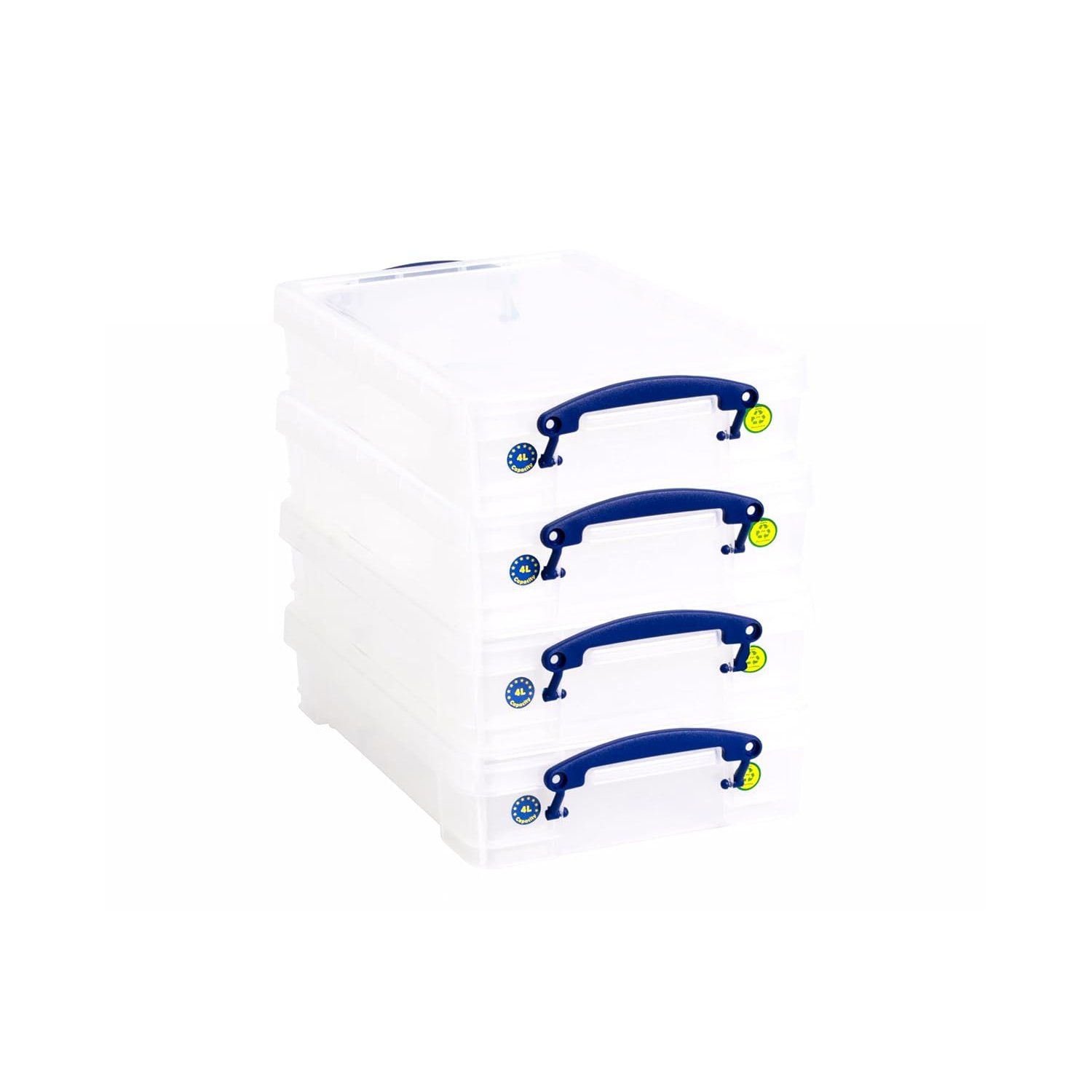 Really Useful Box Plastic Storage 4 Litre Clear (Pack Of 4)