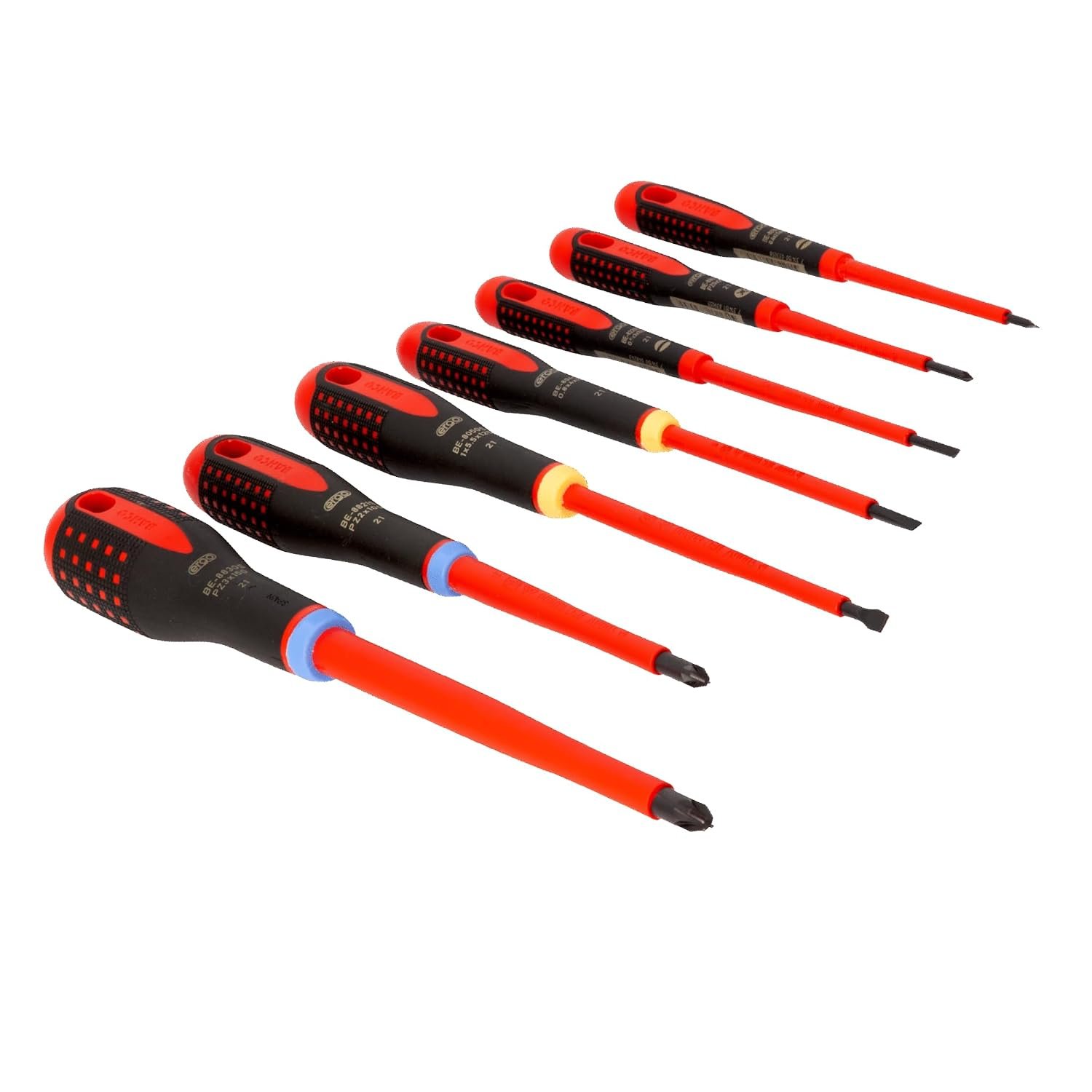 Bahco BE‑9888S ERGO VDE Insulated Screwdriver Set, 7 Piece Electrical Tool Kit with ERGOnomic Handles for Controlled Grip and Reduced Hand Strain in Precision Tasks