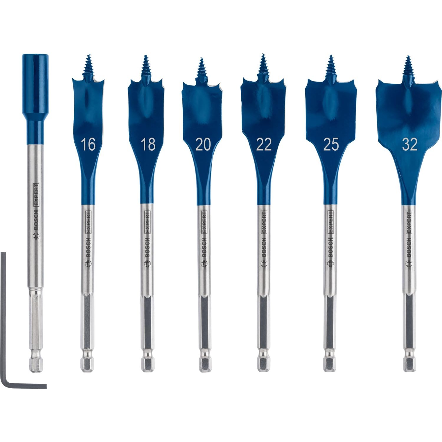 Bosch 7X Expert Self Cut Speed Spade Drill Bit Set (for Softwood, Particleboard, Ø 16-32 mm, Professional Accessory Rotary Drill/Drivers)