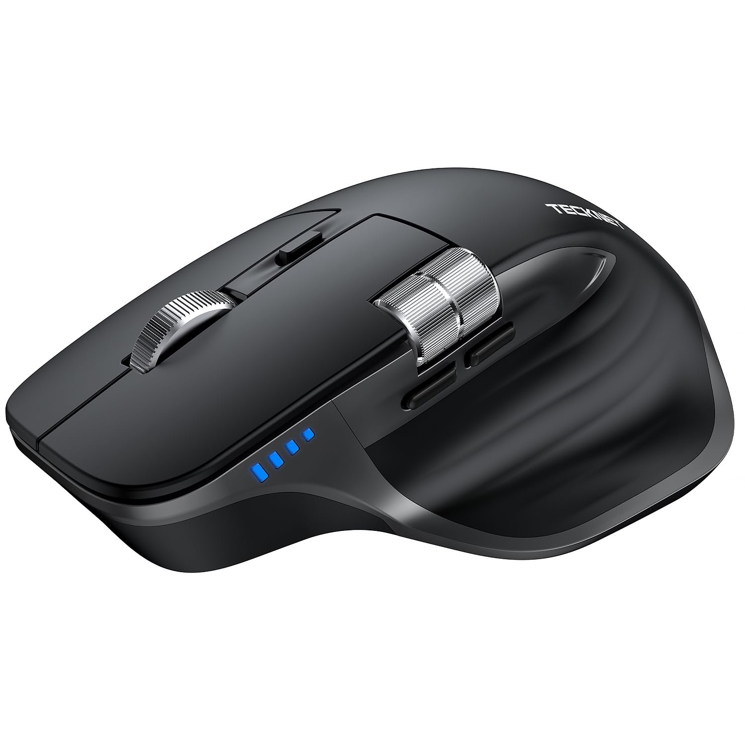 TECKNET Bluetooth Mouse, Wireless Mouse with Thumb Scroll, Rechargeable Mice, Dual Bluetooth 5.3 & 2.4GHz, Ergonomic, 4800DPI Adjustable, Silent Click, Computer Mouse for Windows/Mac OS- Dark Gray