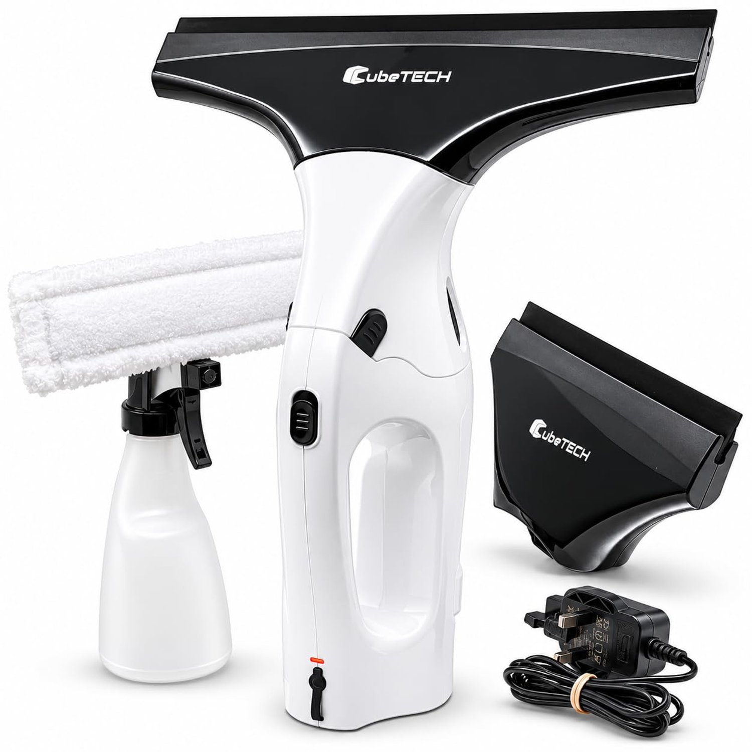 CubeTECH CTWV2 Cordless Vacuum Cleaner - Handheld Vacuum Cordless Rechargeable Power Kit (Microfibre Cloth & Window Squeegee Vacuum) Cleaning Condensation Double Glazed Glass Window Cleaning
