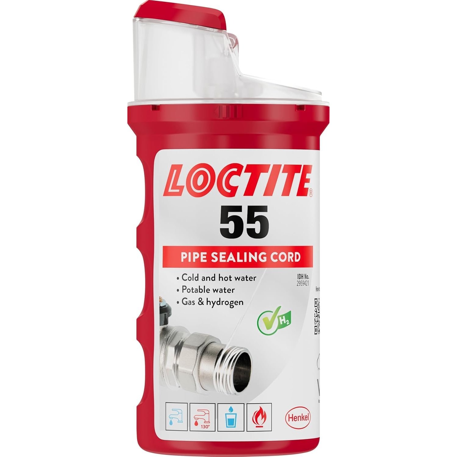 LOCTITE 55 Pipe Thread Sealant, Non Curing Plumbers Tape for Plumbing Pipes and Fittings, Reliable Fast Action Cord for Metal and Plastic, 160m