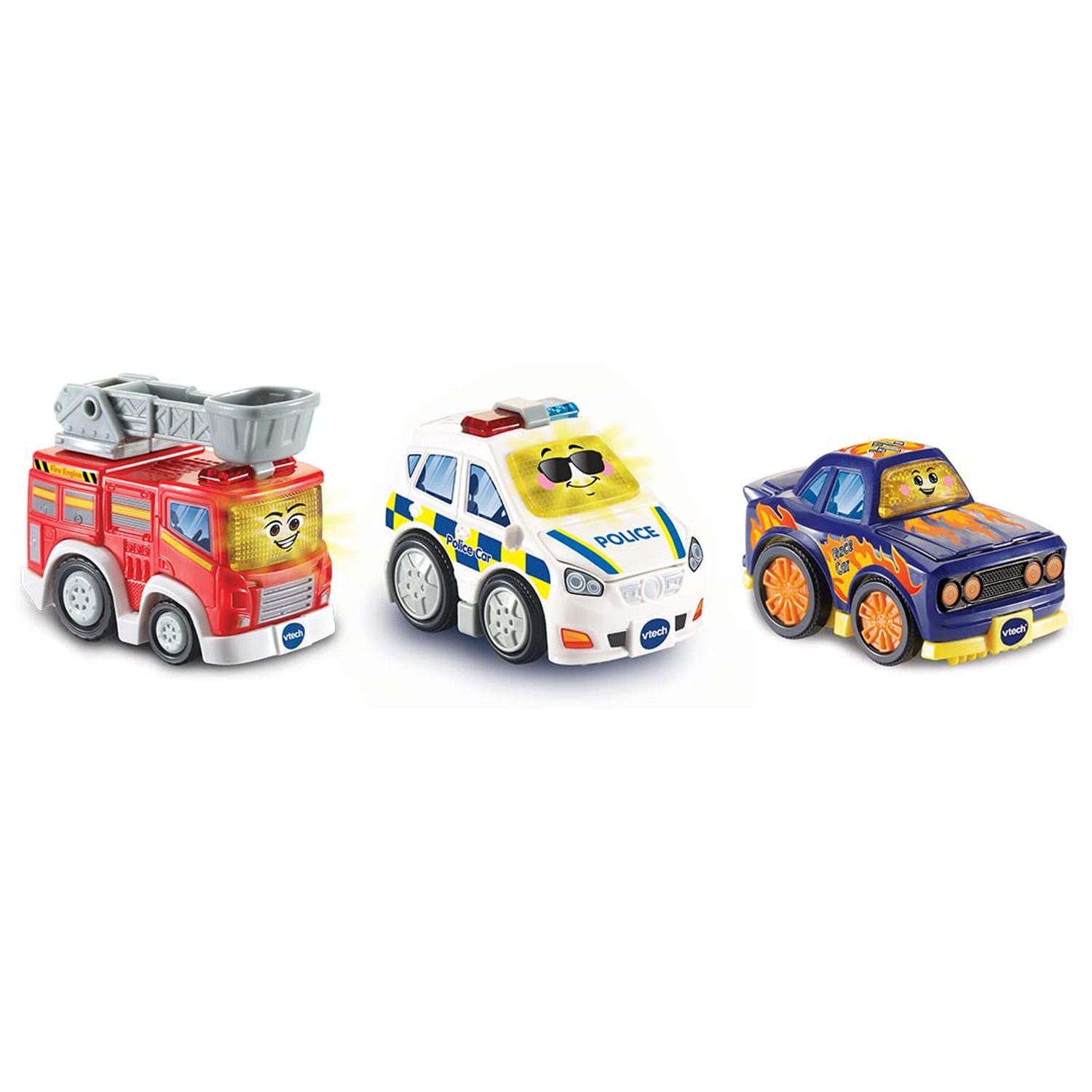 VTech Toot-Toot Drivers 3 Car Pack With Fire Engine, Police Car And Racer | Interactive Toddlers Toy Pretend Play, Lights & Sounds | For Boys & Girls 12 Months, 2, 3, 4 + Years, English Version