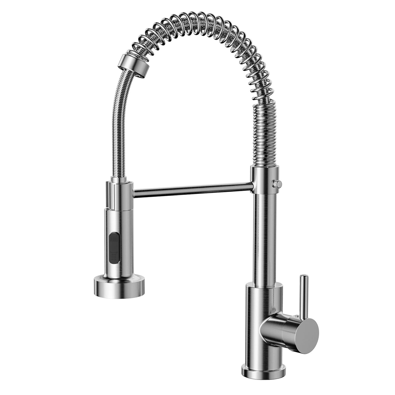 Cobbe Kitchen Tap, Spring Kitchen Sink Mixer Taps with Pull Out Spray, Commercial Faucet Single Handle Lever, High Arc Swivel 360 with 2 Spray Mode Cold and Hot Fittings UK Standard