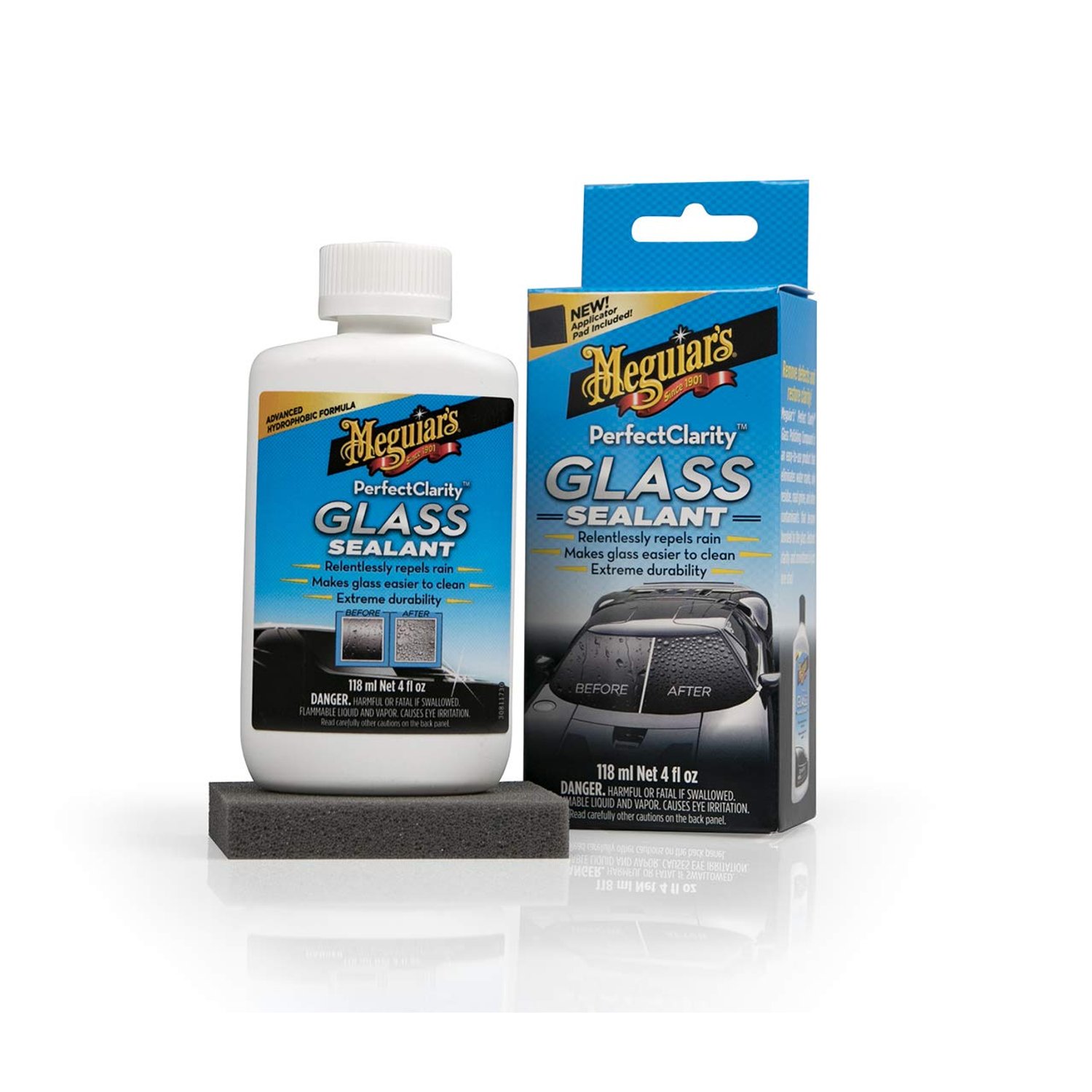Meguiar's G8504EU Perfect Clarity Glass Sealant 118ml relentlessly repels rain